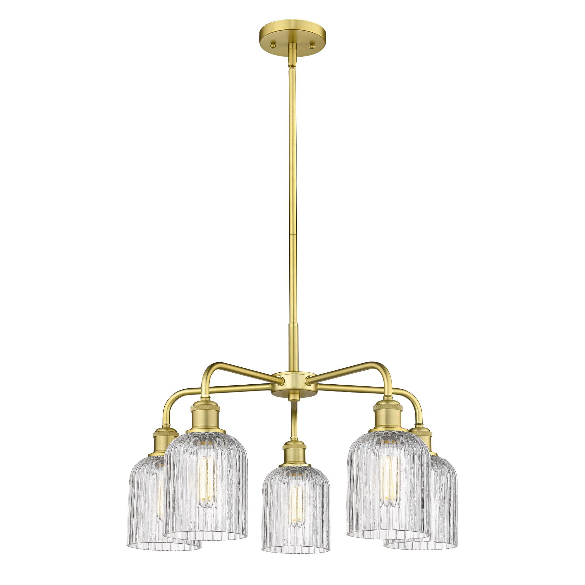 Shown in Satin Gold finish and Clear glass