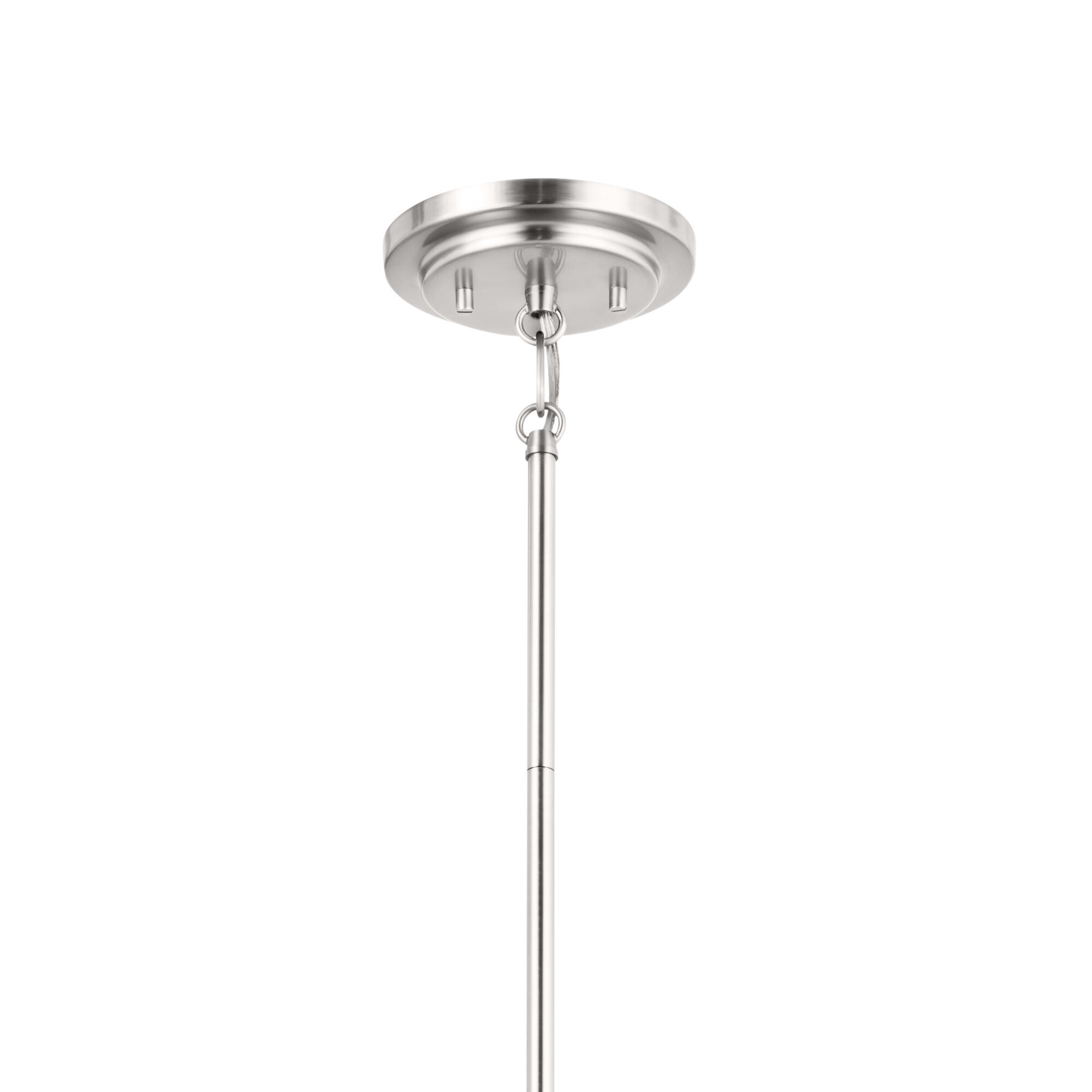Shown in Polished Nickel finish and Fabric and Drum shade