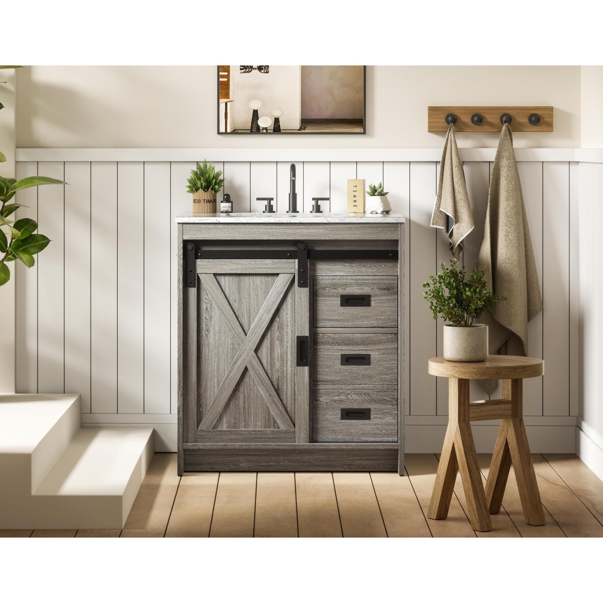 Shown in Rustic Grey finish