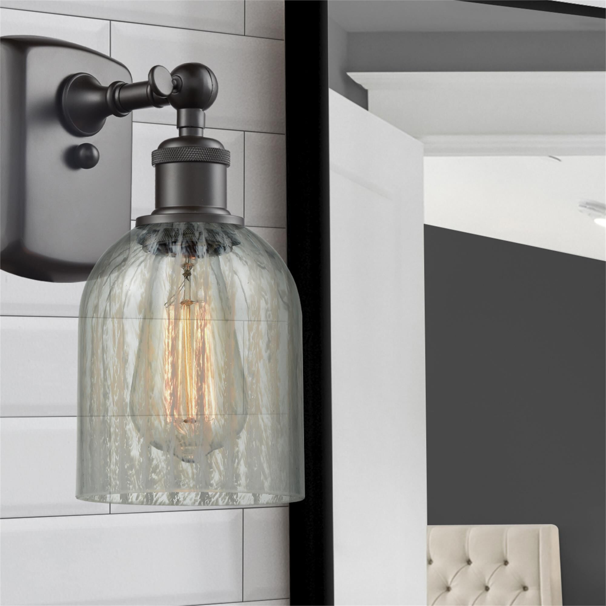 Shown in Oil Rubbed Bronze finish and Mouchette glass