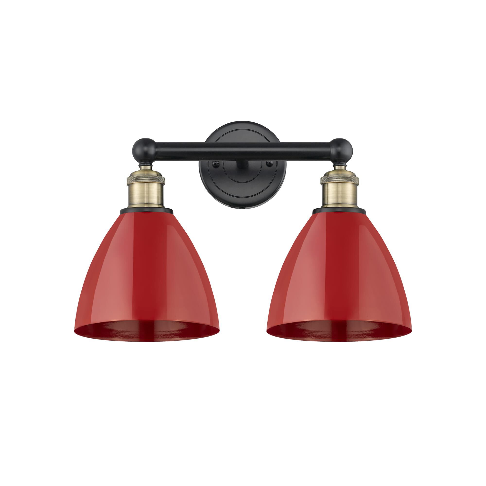 Shown in Black Antique Brass finish and Red shade