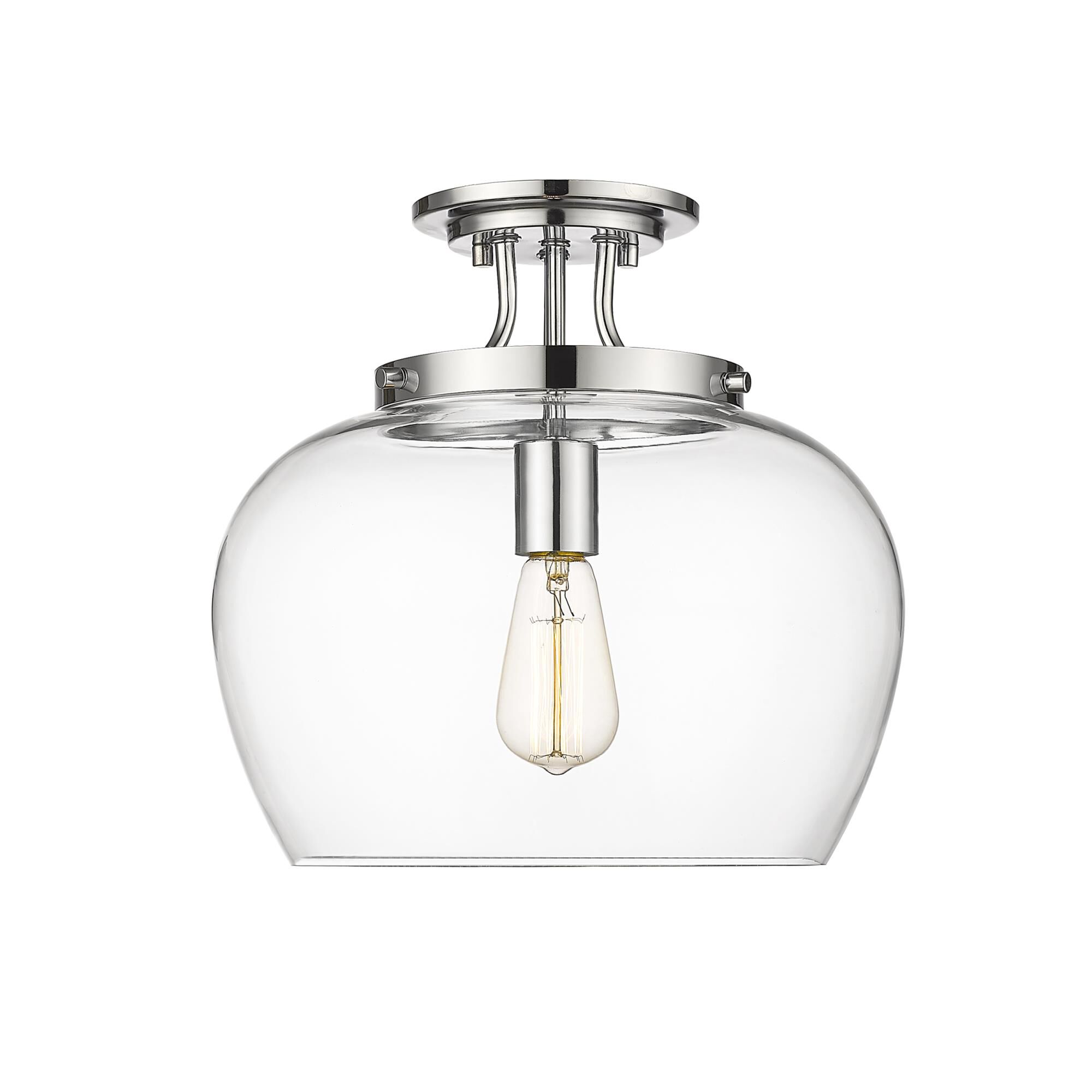 Shown in Chrome finish and Glass shade