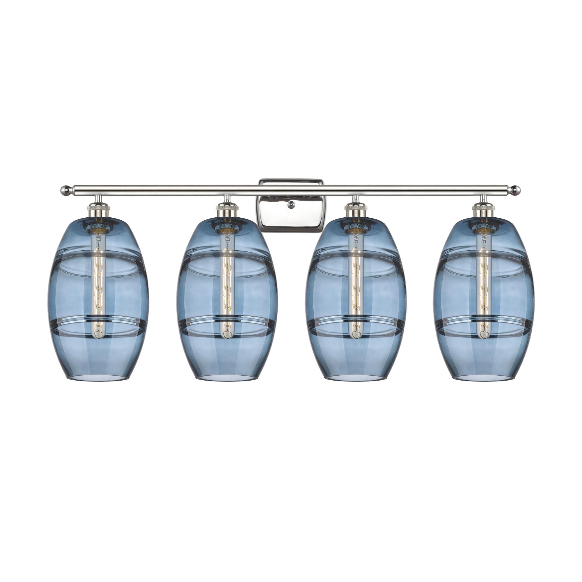 Shown in Polished Nickel finish and Princess Blue glass