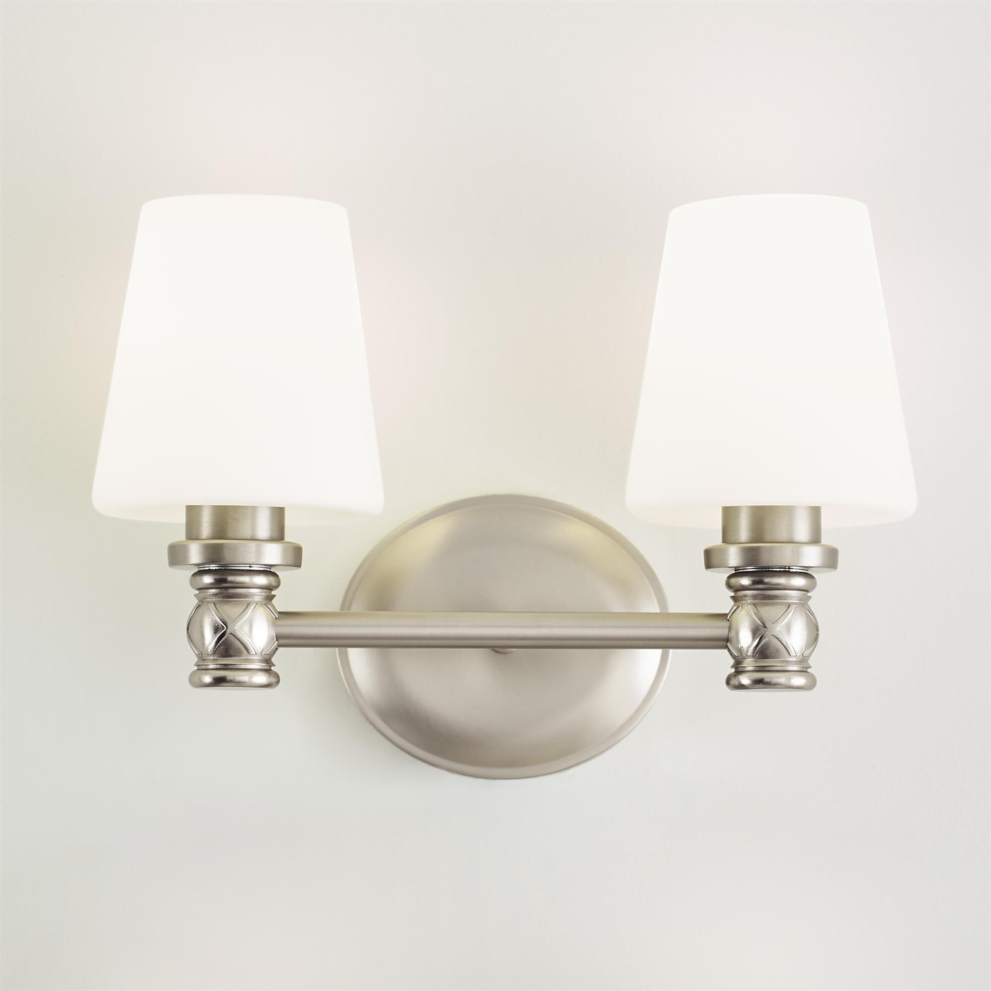 Shown in Satin Nickel finish and Opal Etched Cased glass