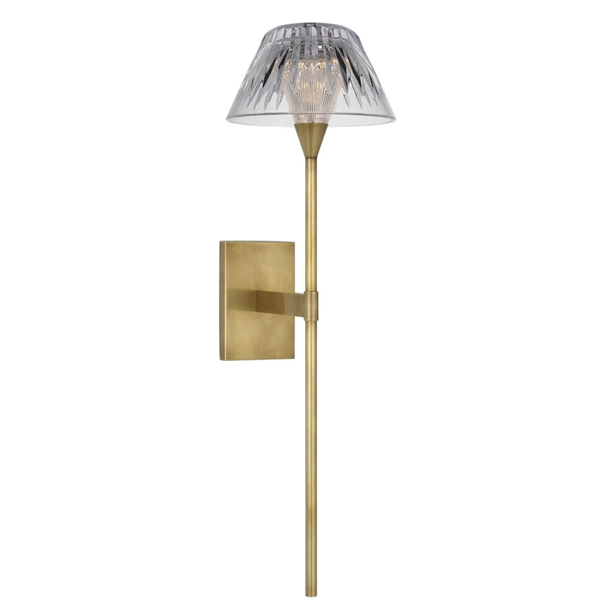 Shown in Natural Brass finish and Clear crystal