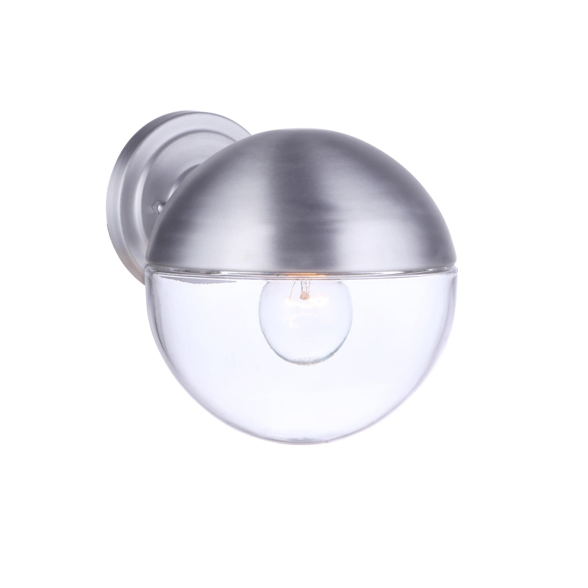 Shown in Satin Aluminum finish and Clear glass and Glass shade