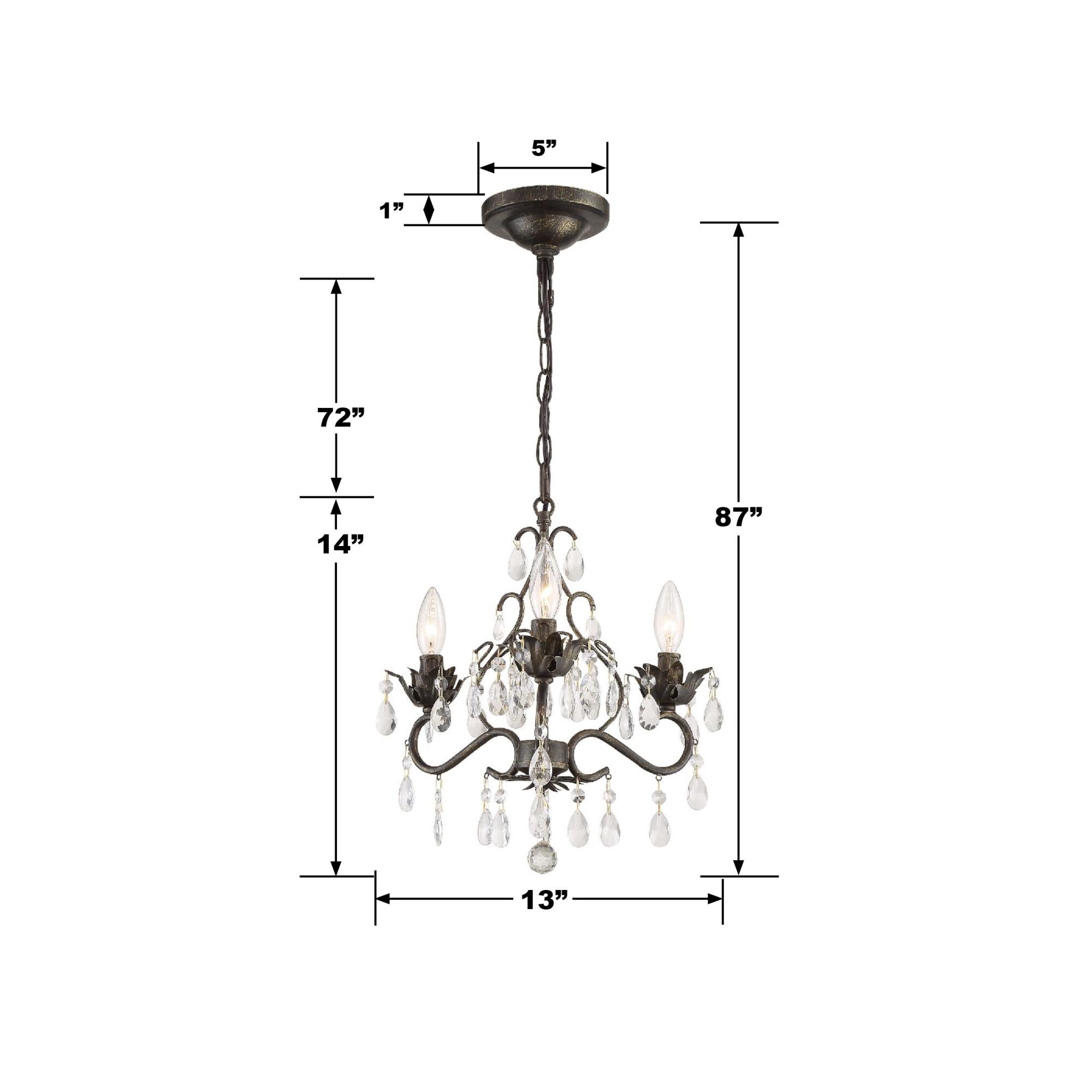 Paris Market 13 Inch 3 Light Mini Chandelier by Crystorama