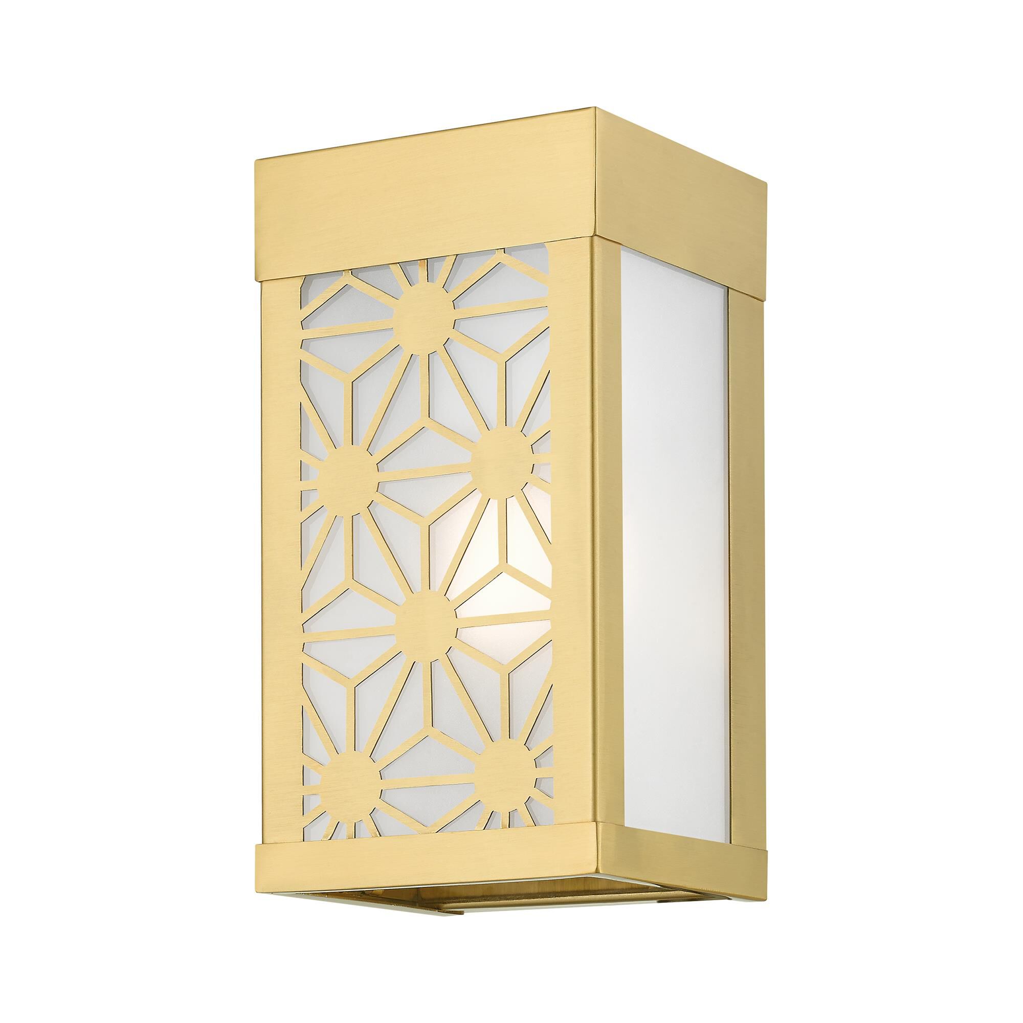 Shown in Satin Gold finish and Clear Outside and Sandblasted Inside glass
