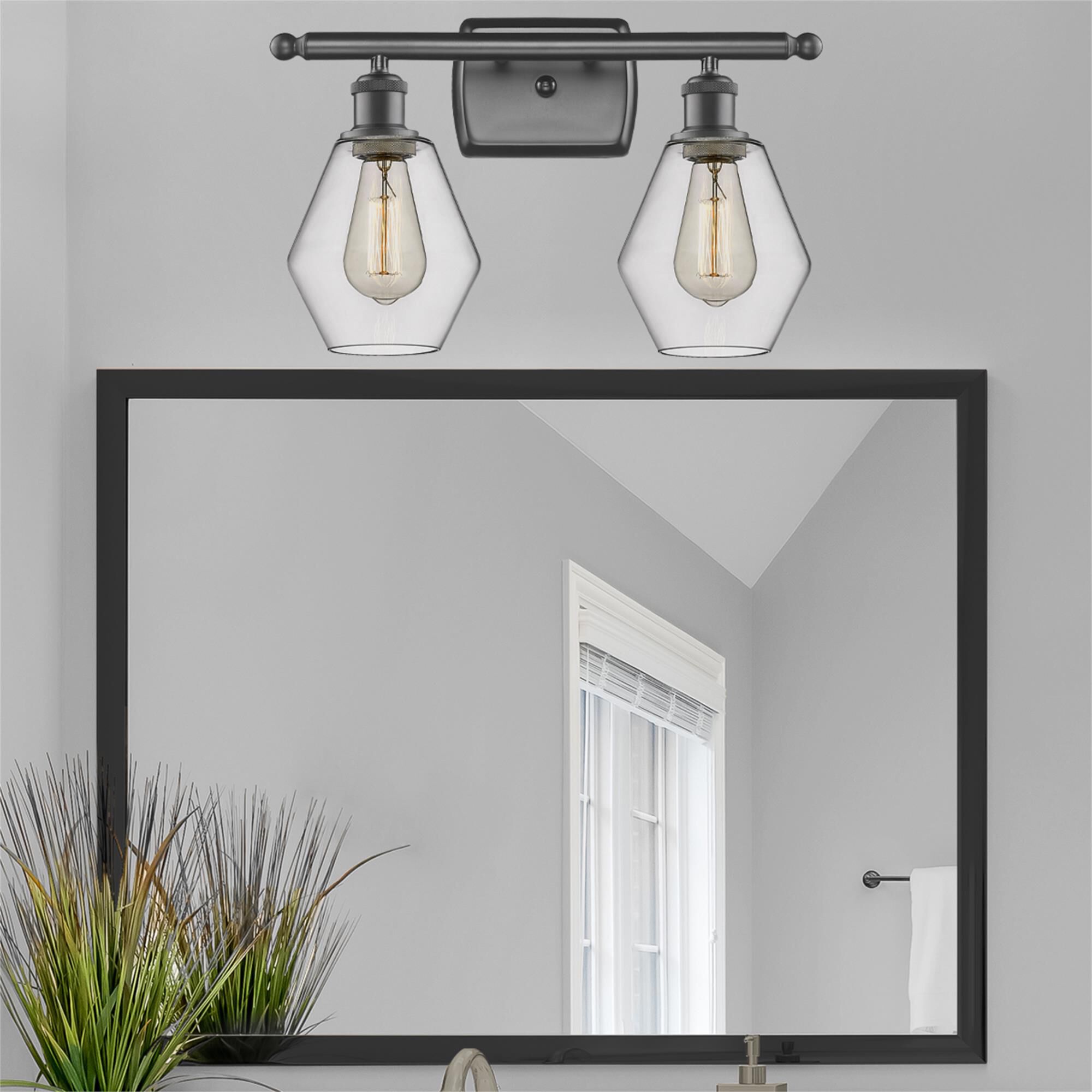 Shown in Oil Rubbed Bronze  finish and Clear glass
