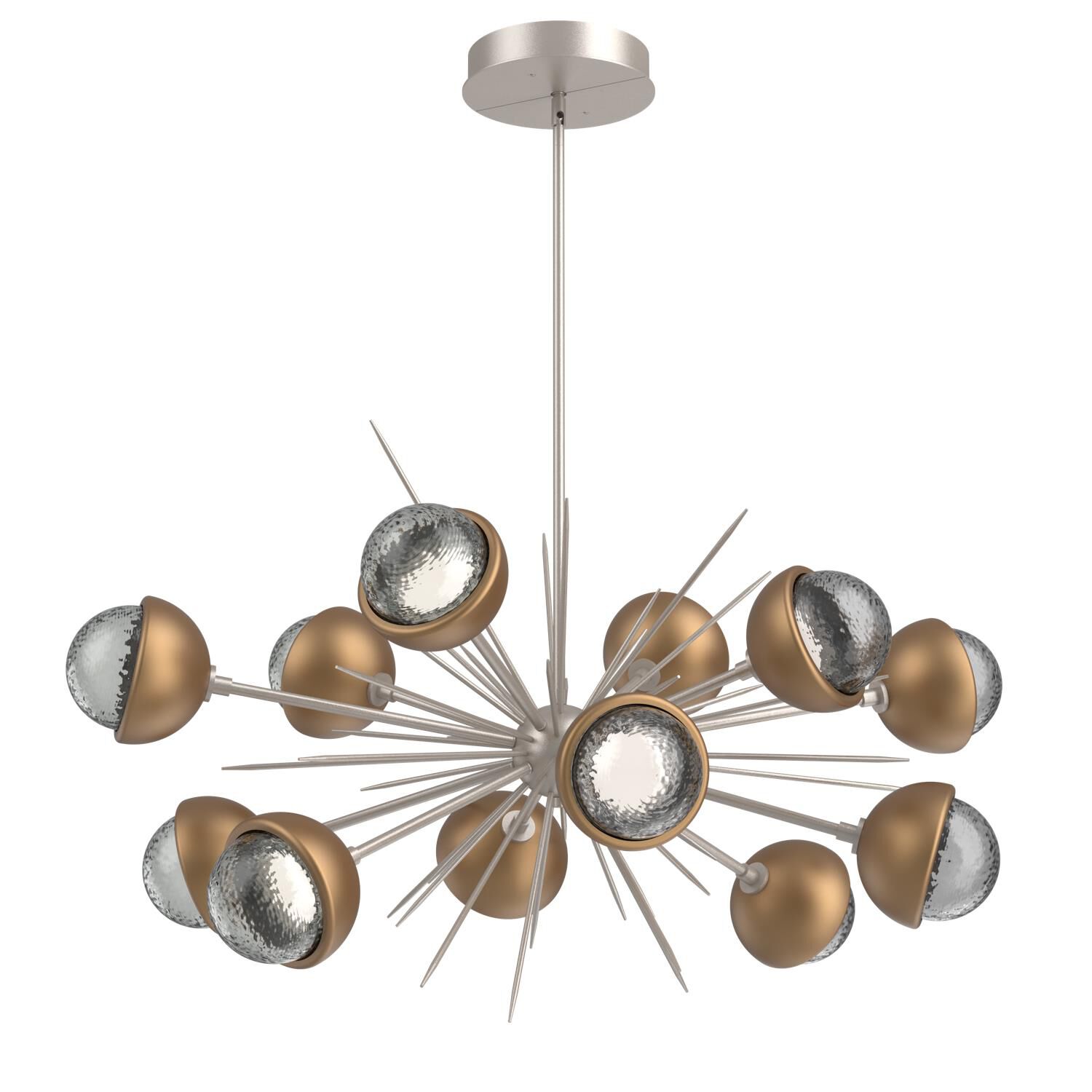 Shown in Beige Silver finish and Smoke glass and Novel Brass accent