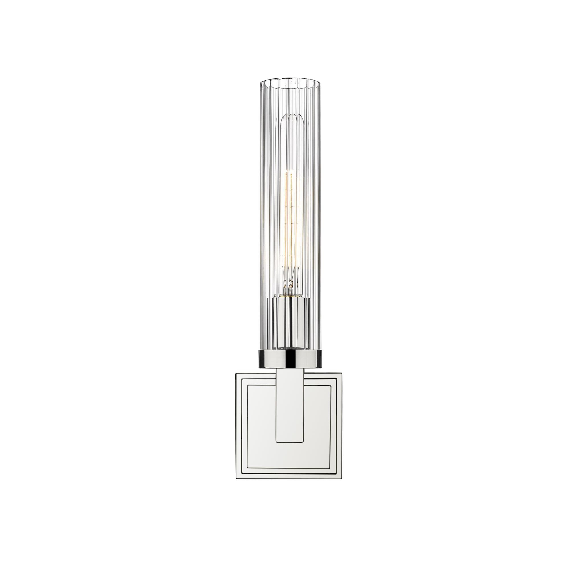 Shown in Polished Nickel finish and Glass shade