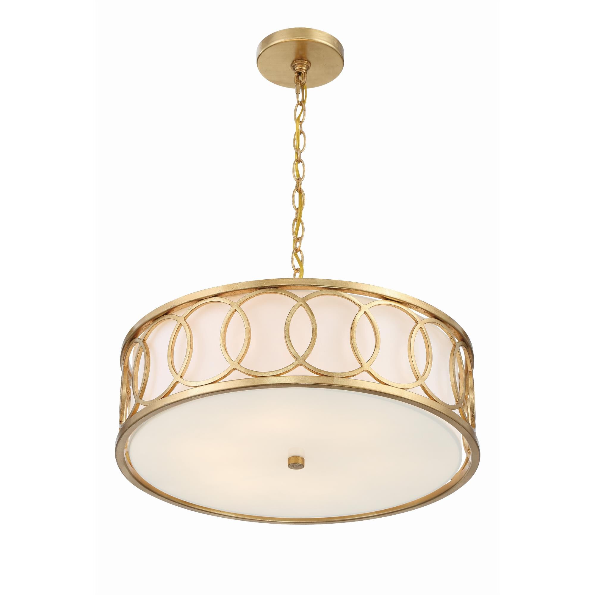 Shown in Antique Gold finish and Silk glass and Silk shade