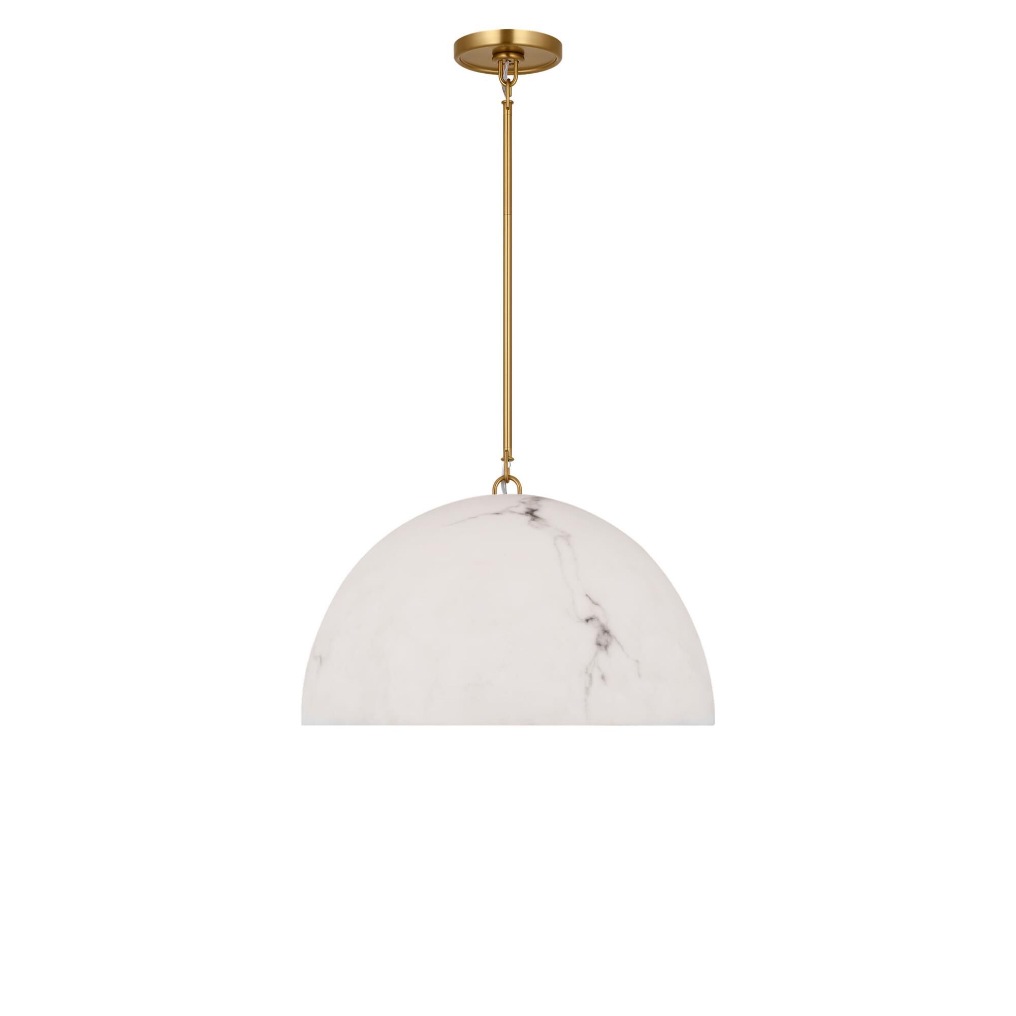 Shown in Burnished Brass finish and Faux Alabaster Resin shade