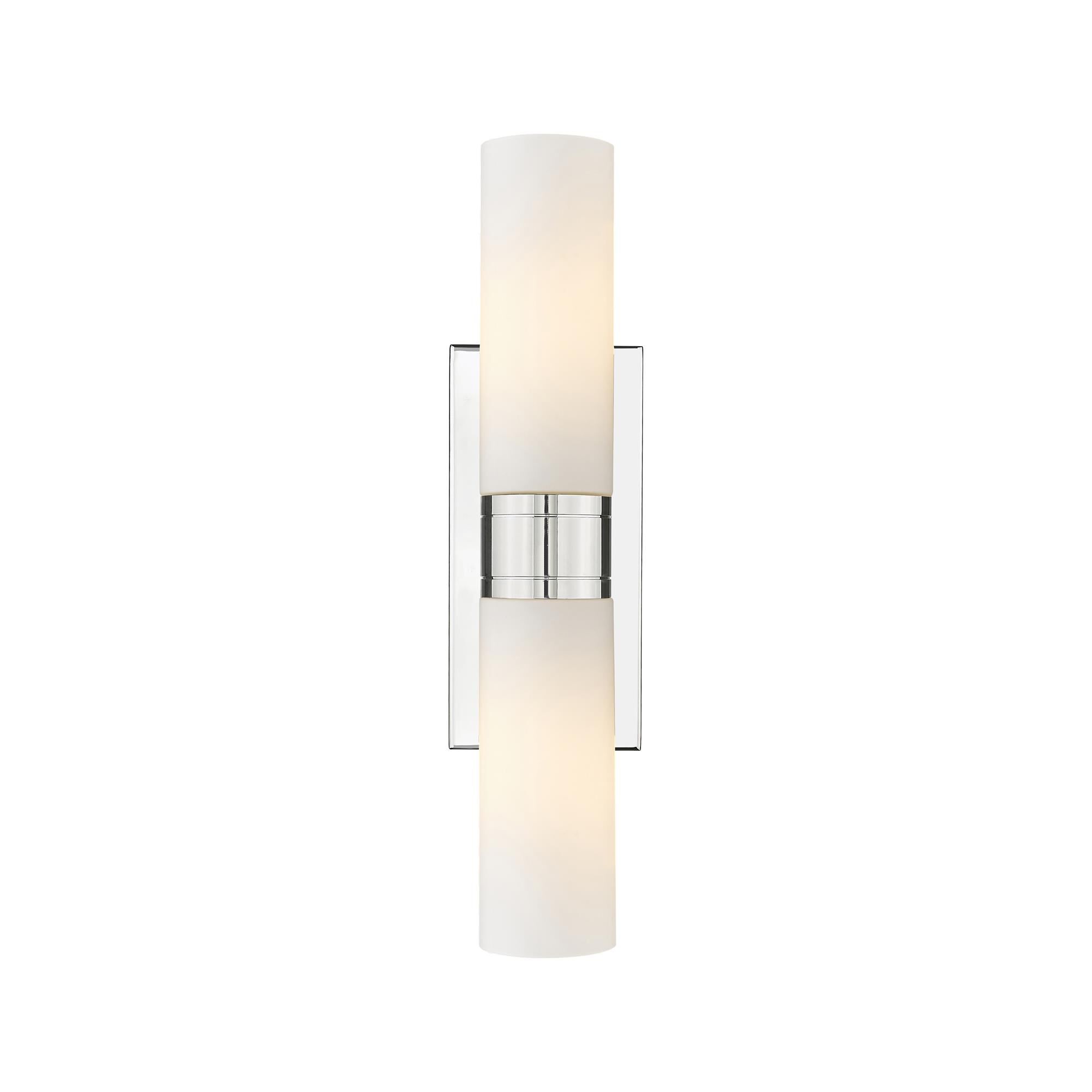 Shown in Polished Nickel finish and Matte White glass