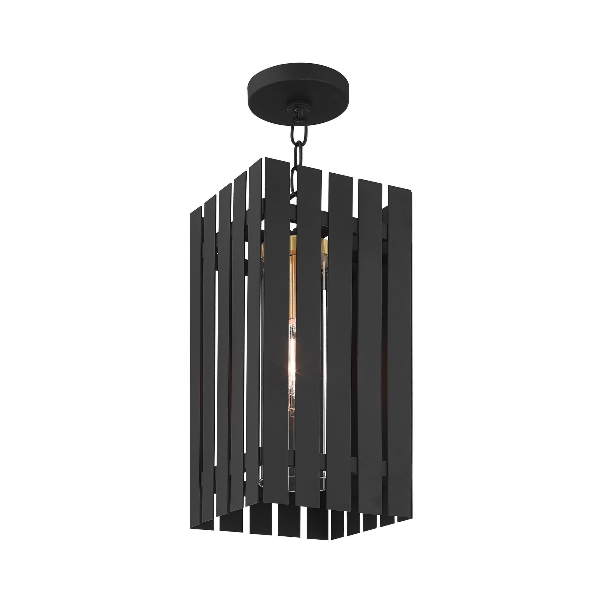 Shown in Black With Satin Brass Accents finish and Clear glass and Clear Glass shade