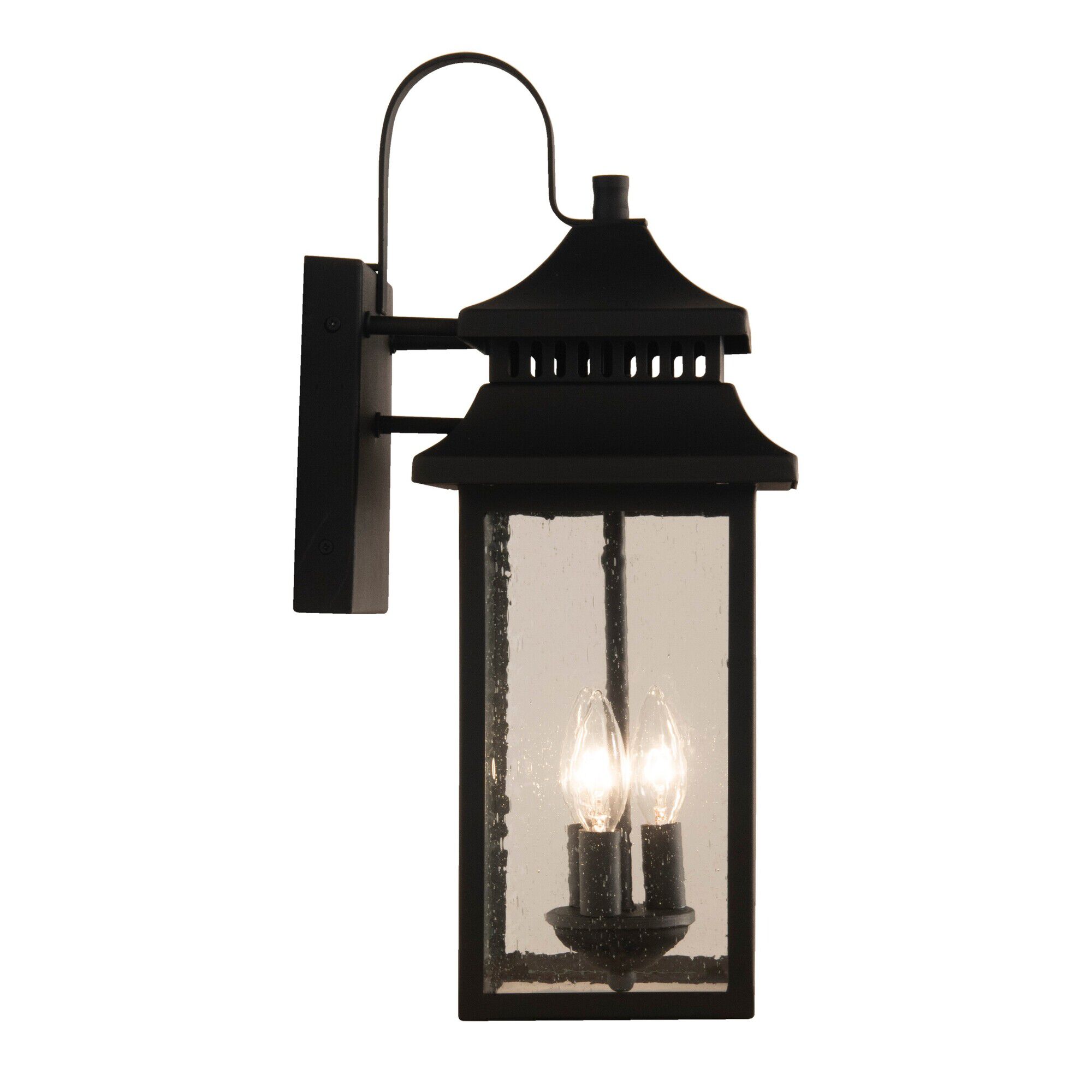 Shown in Textured Matte Black finish and Rectangle glass