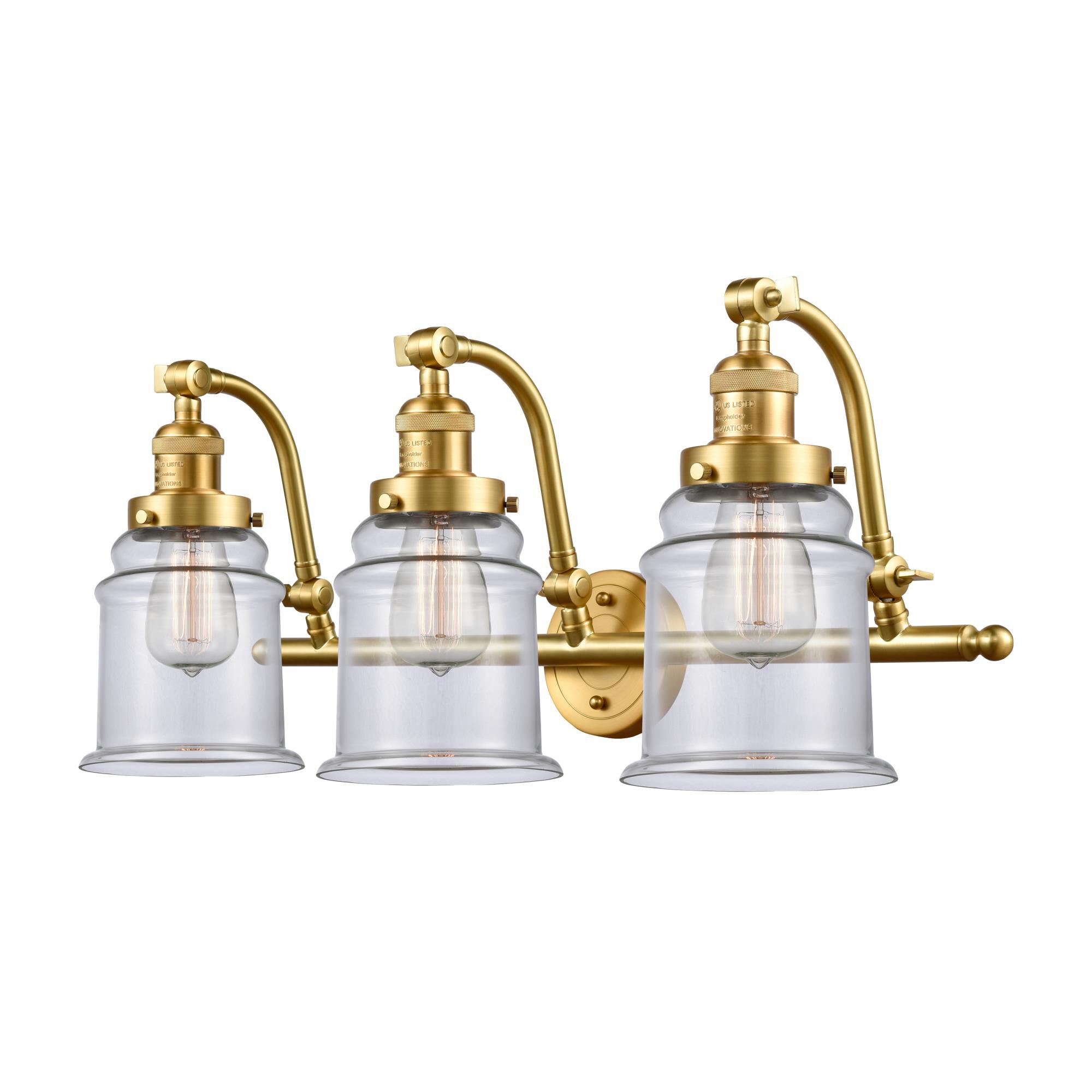 Shown in Satin Gold finish and Clear Canton glass