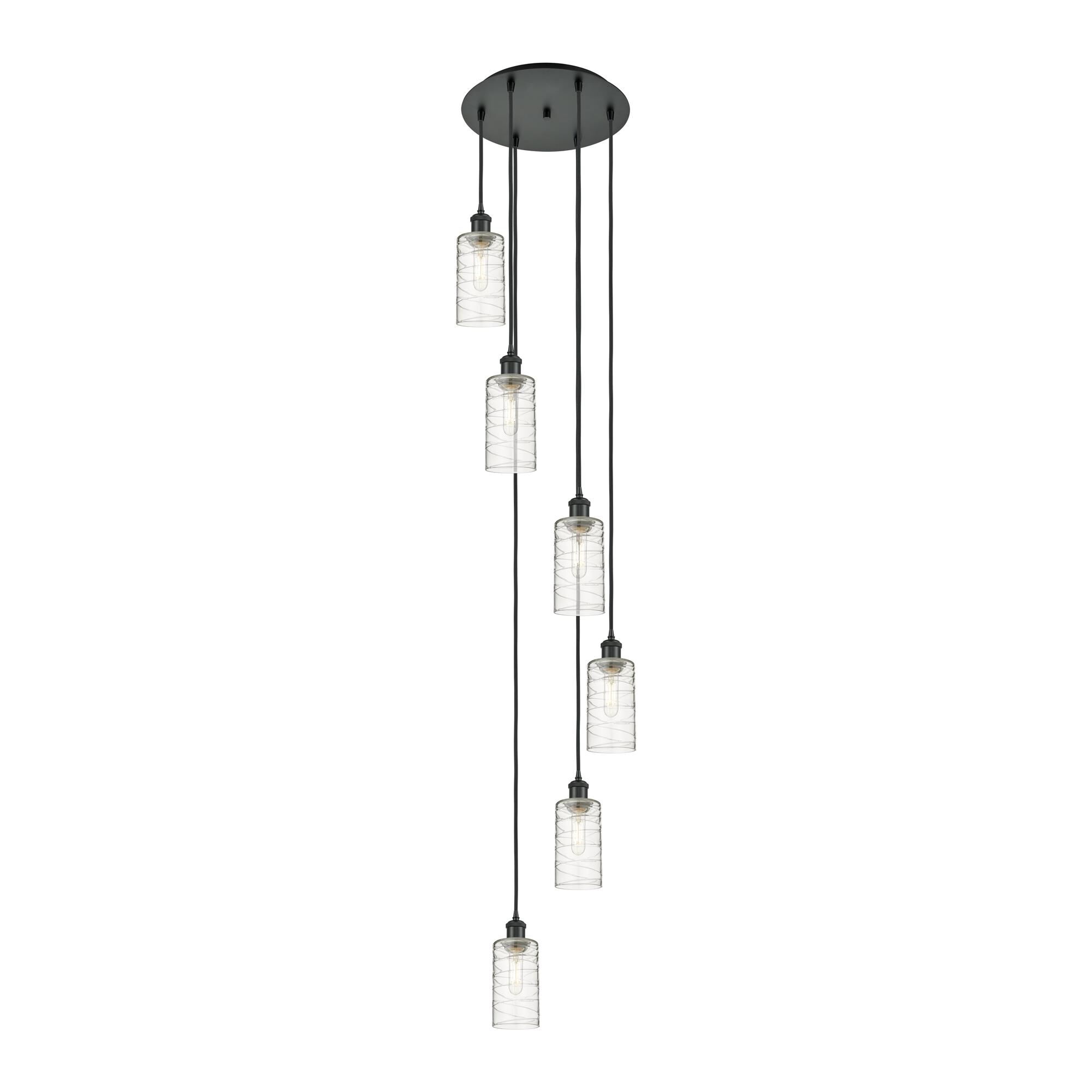 Shown in Matte Black finish and Deco Swirl shade
