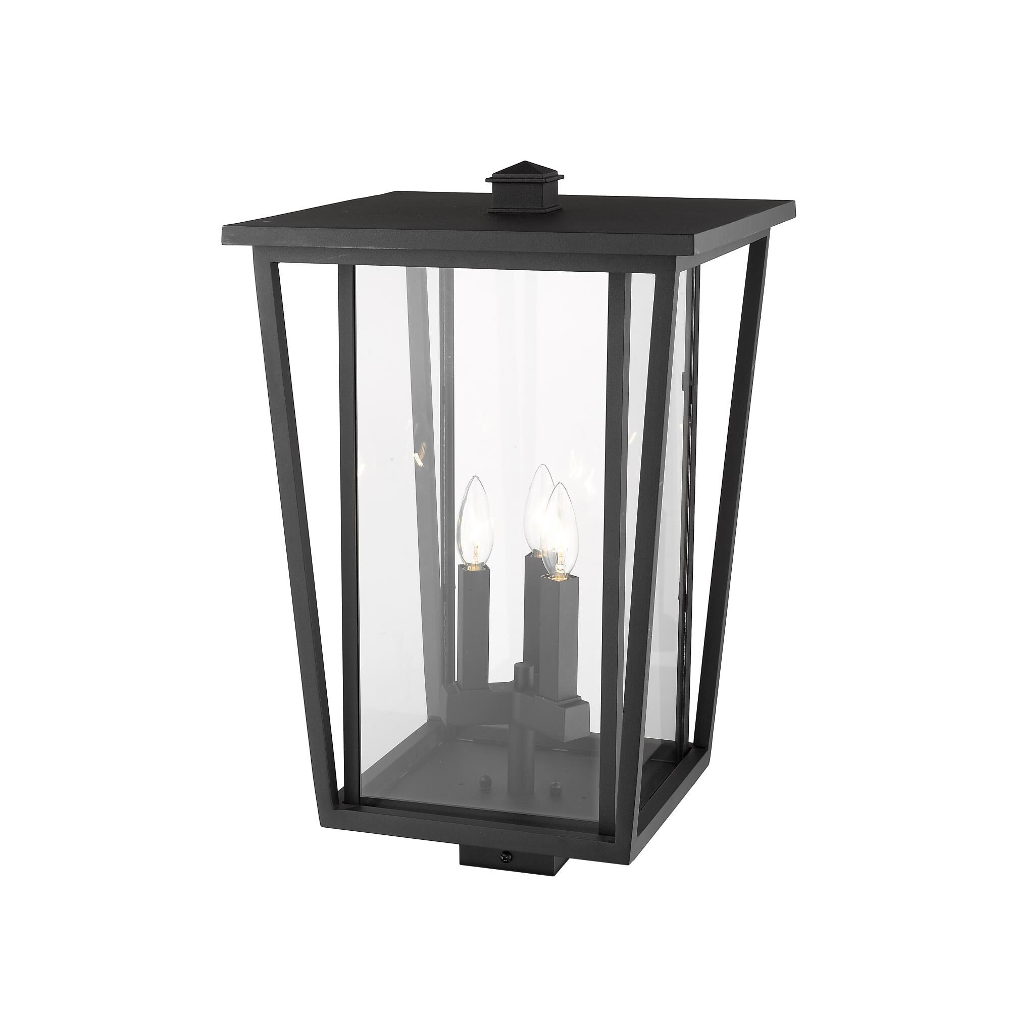 Shown in Black finish and Glass shade