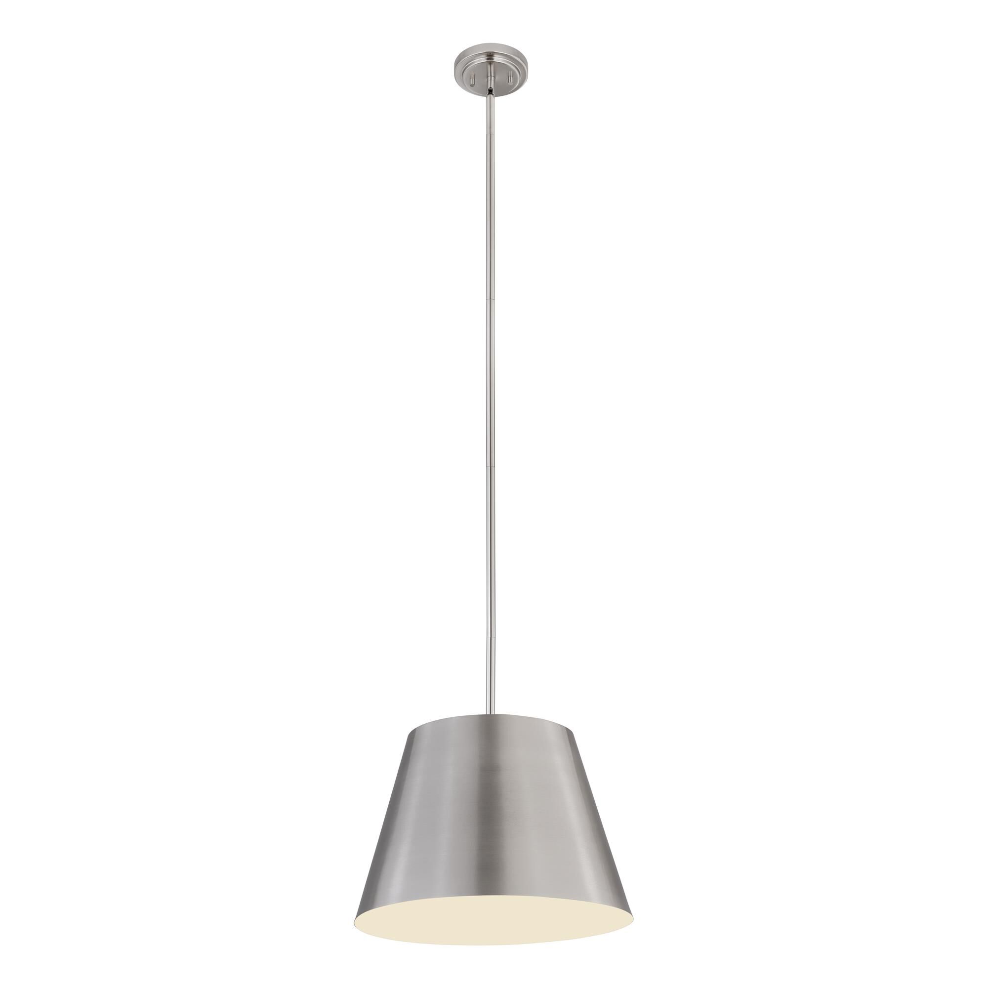 Shown in Brushed Nickel finish and Brushed Nickel glass and Brushed Nickel shade