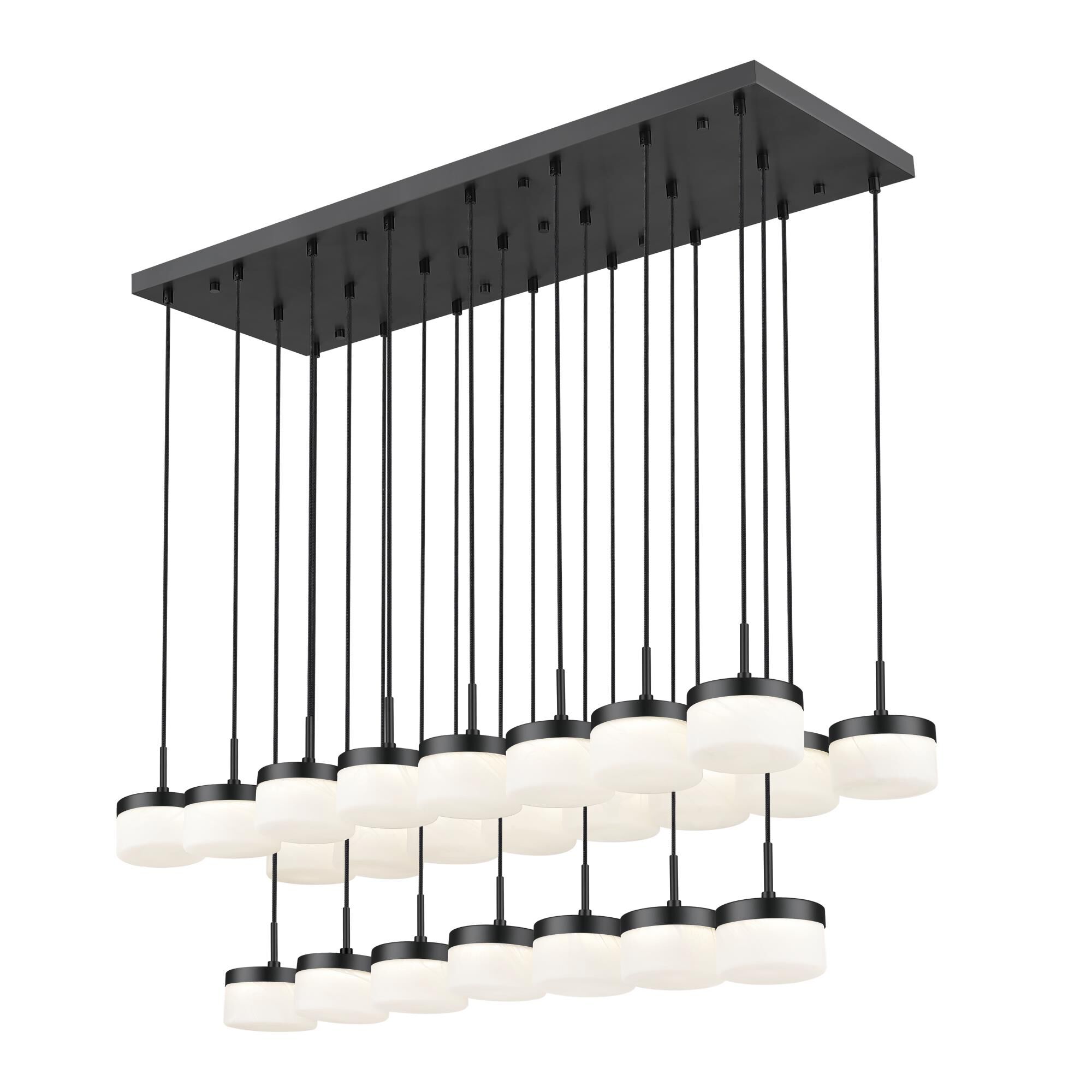 Shown in Matte Black finish and Feathered White glass