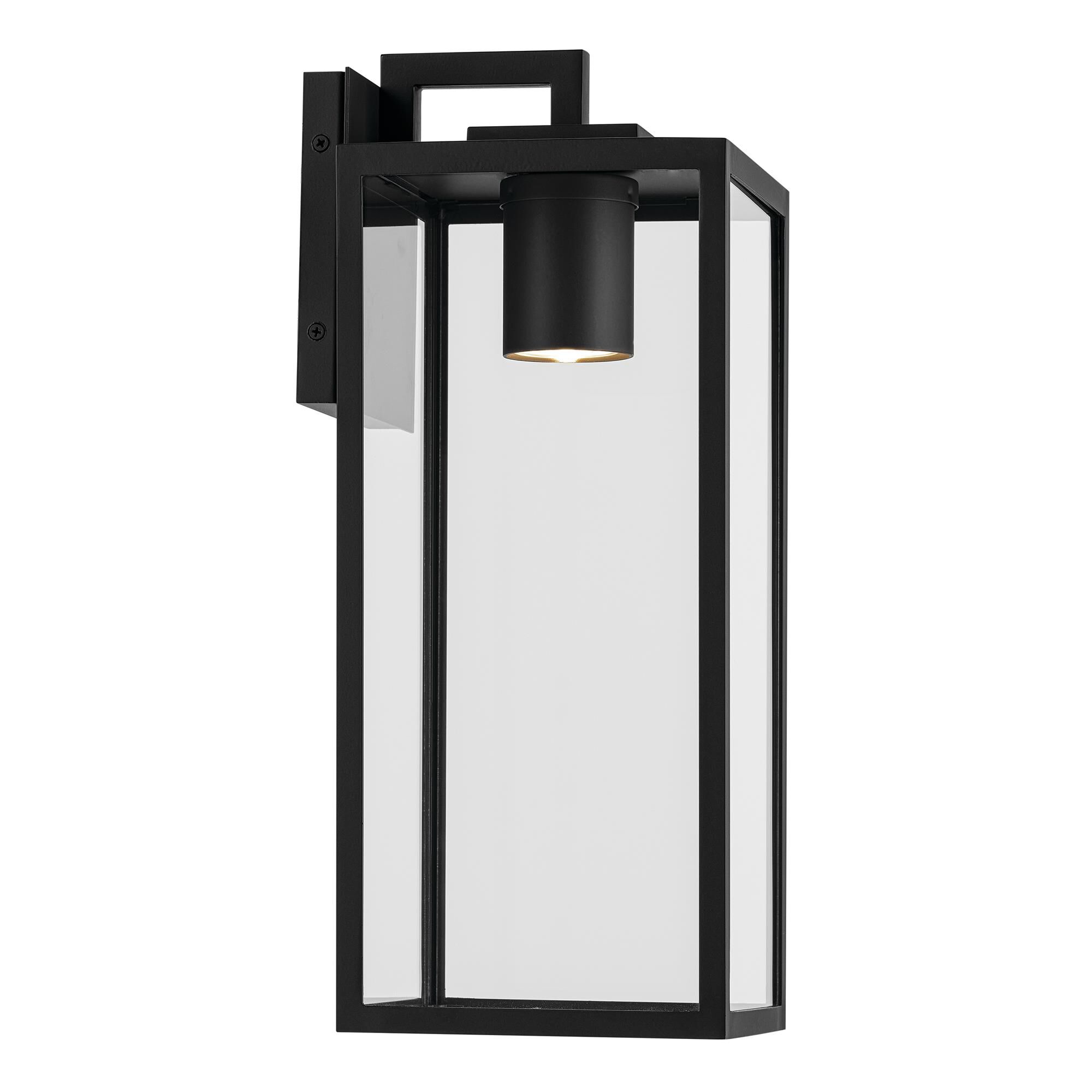 Shown in Textured Black finish and Clear glass and Metal shade