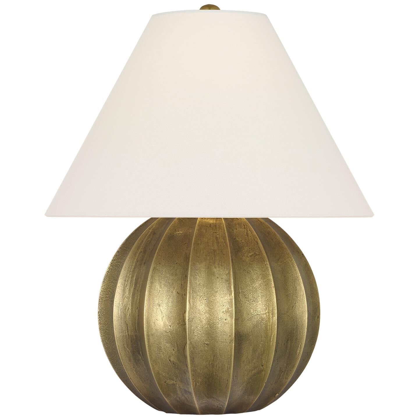 Shown in Museum Brass finish and Linen shade