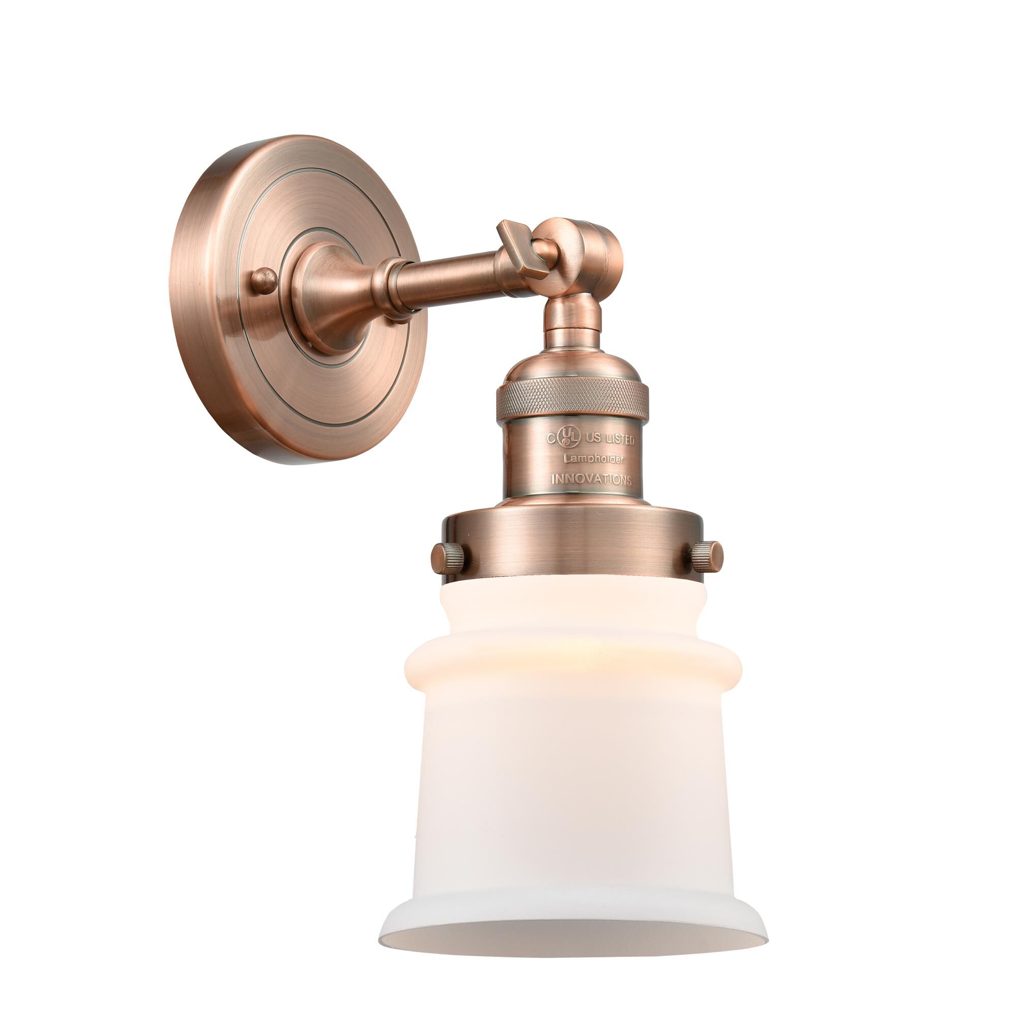 Shown in Antique Copper finish and Frosted glass
