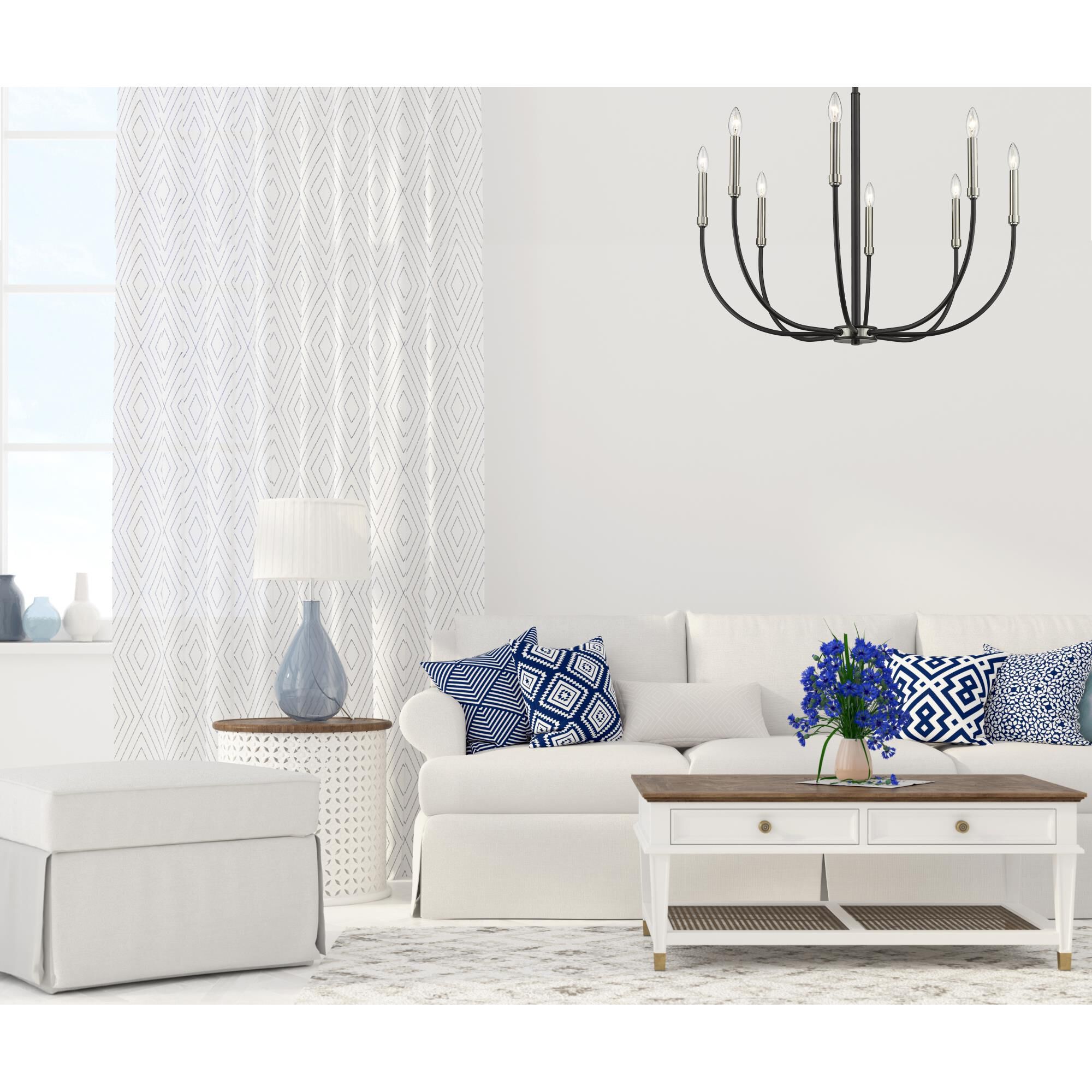 Shown in Matte Black + Brushed Nickel finish and --- glass and --- shade