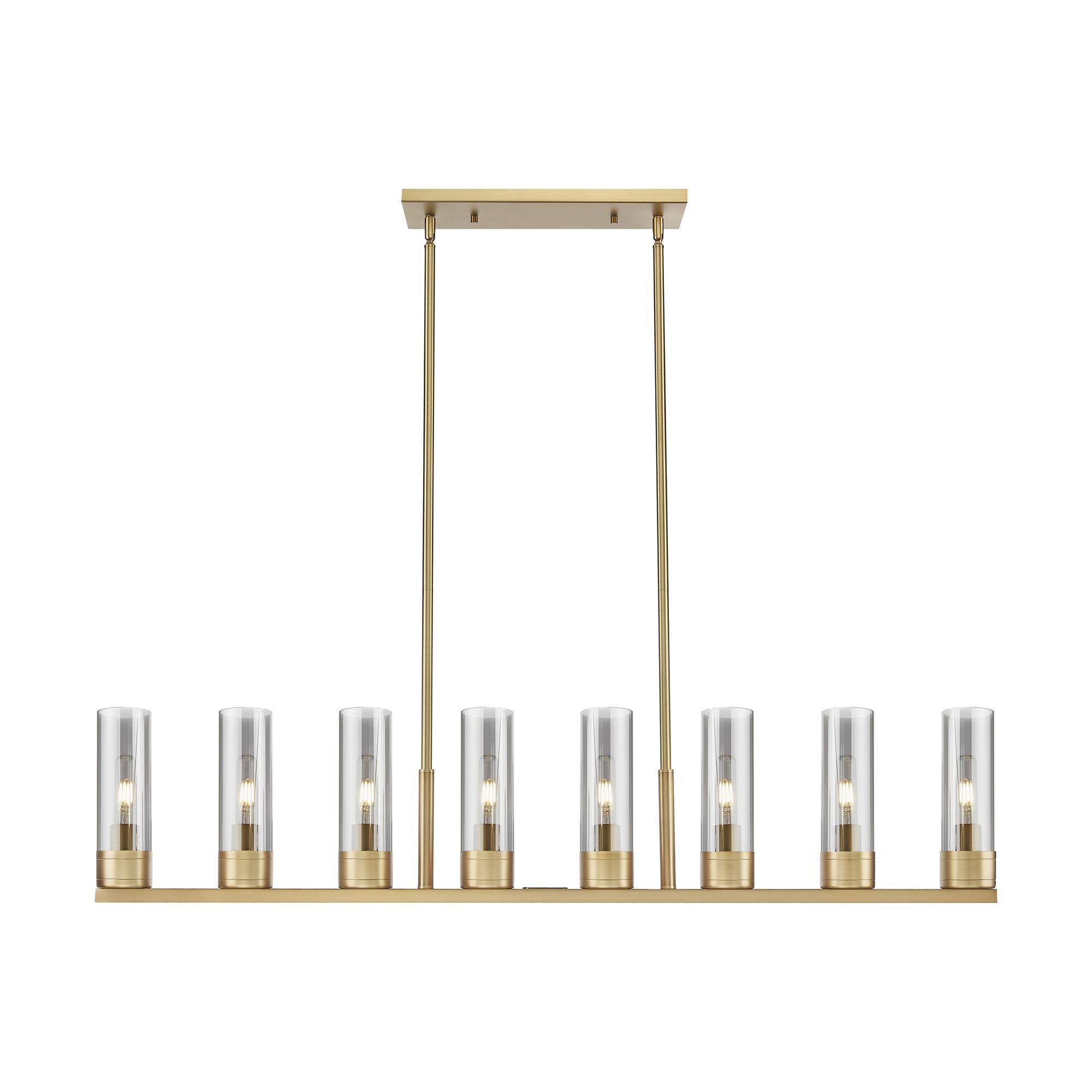 Shown in Brushed Brass finish and Light Smoke glass