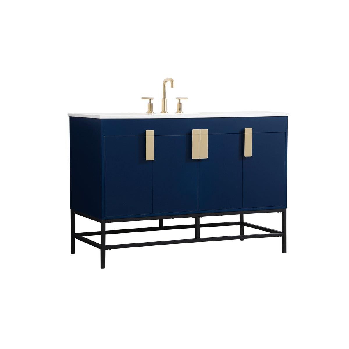 Shown in Blue finish and Without Backsplash accent