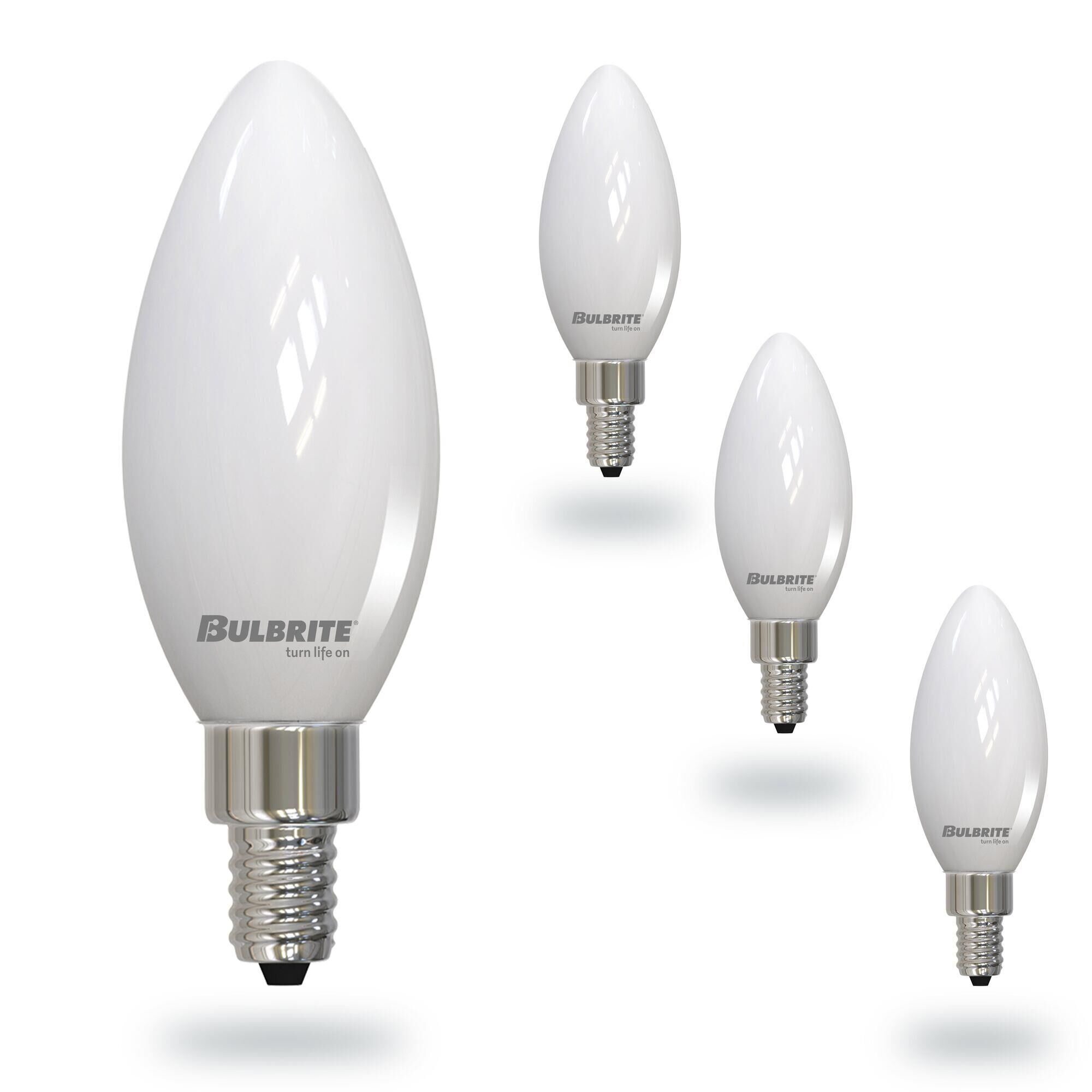 Warm Dims 5 Watt LED B11 3000K - 1800K Filament Milky Warm Dimmable E12 (4 Pack),