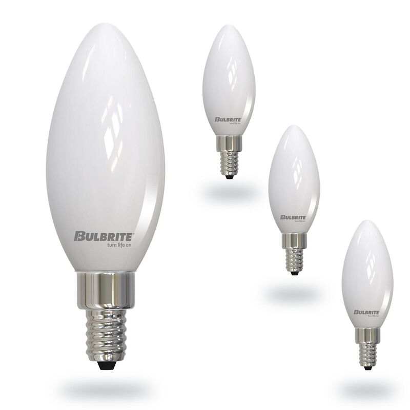 Warm Dims 5 Watt LED B11 3000K - 1800K Filament Milky Warm Dimmable E12 (4 Pack) by Bulbrite