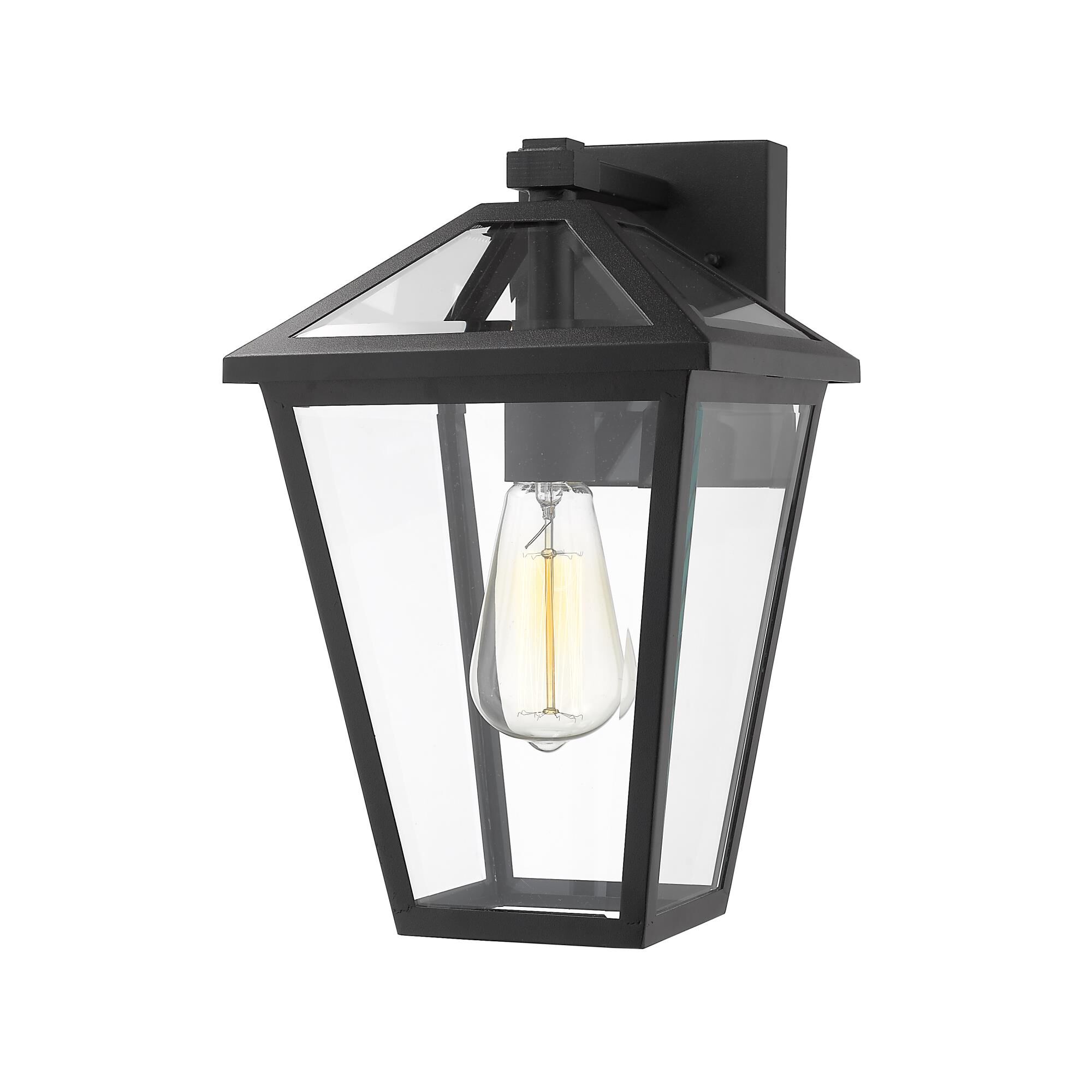 Shown in Black finish and Glass shade
