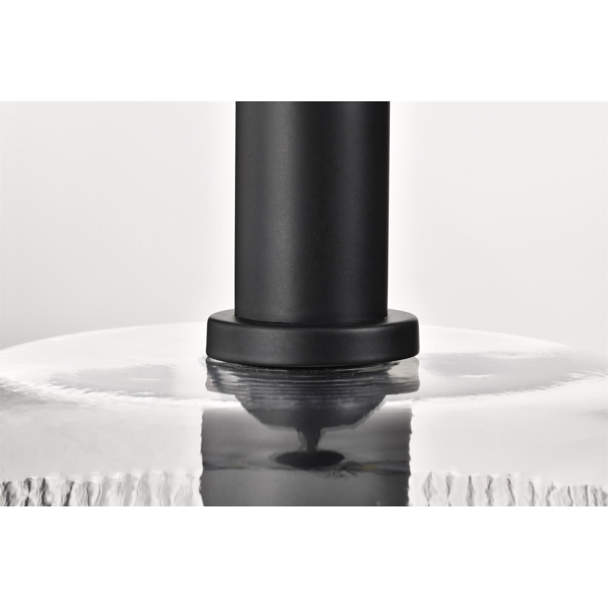 Shown in Matte Black finish and Clear Ribbed glass