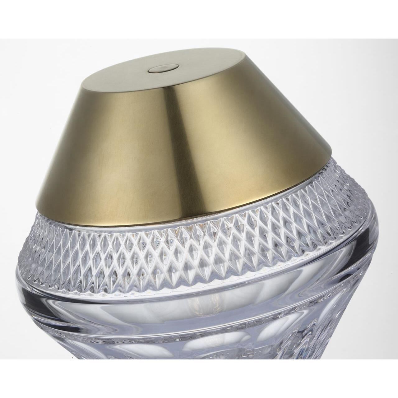 Shown in Natural Brass finish and Clear crystal