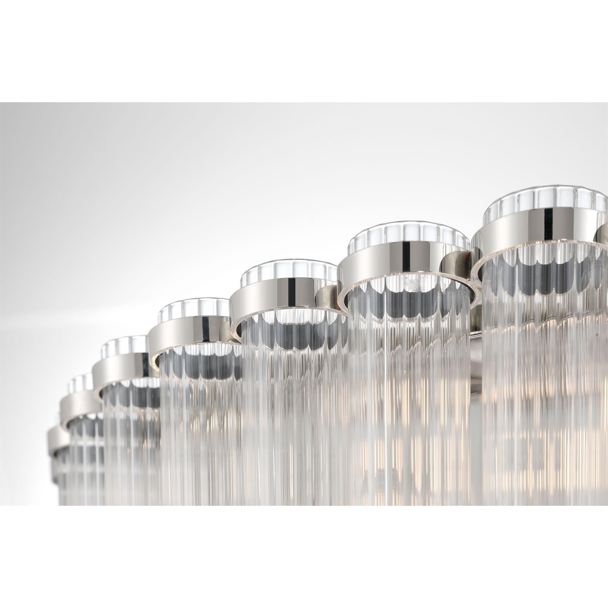 Shown in Polished Nickel finish and Ribbed glass