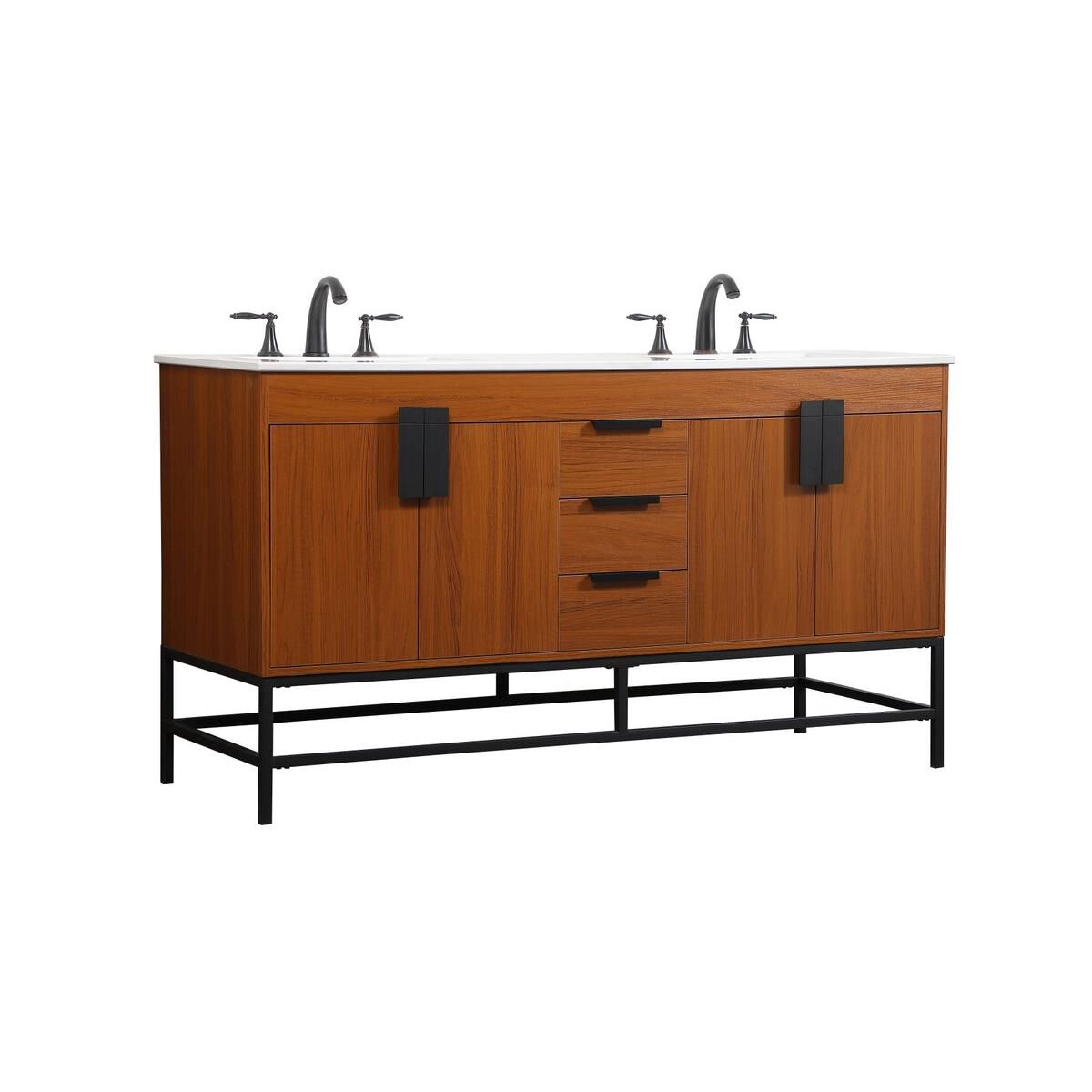 Shown in Teak finish and Without Backsplash accent