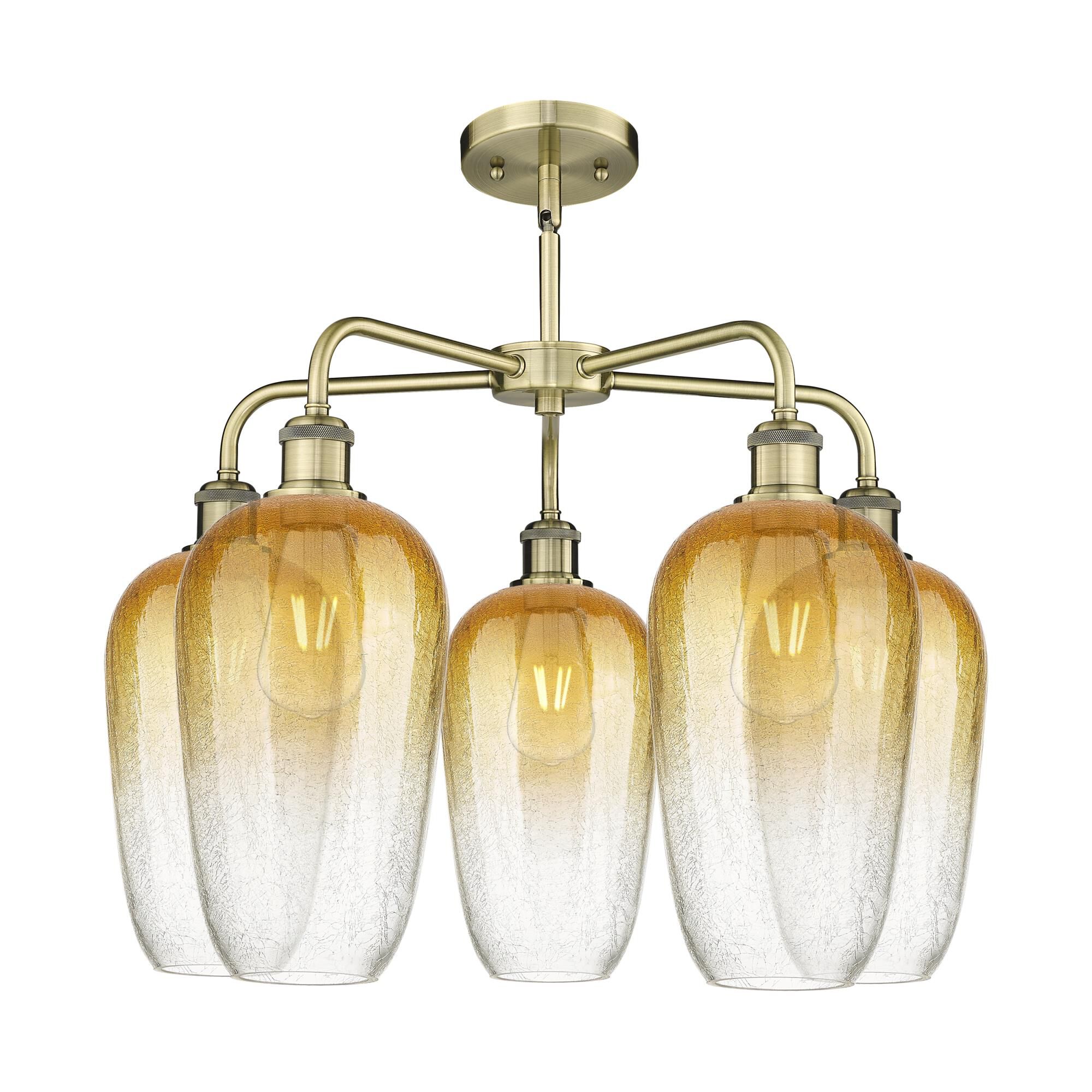 Shown in Antique Brass finish and Amber glass