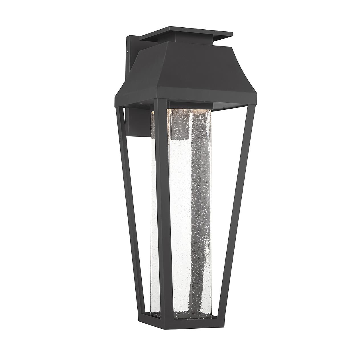 Shown in Matte Black finish and Clear Seeded glass and Glass shade