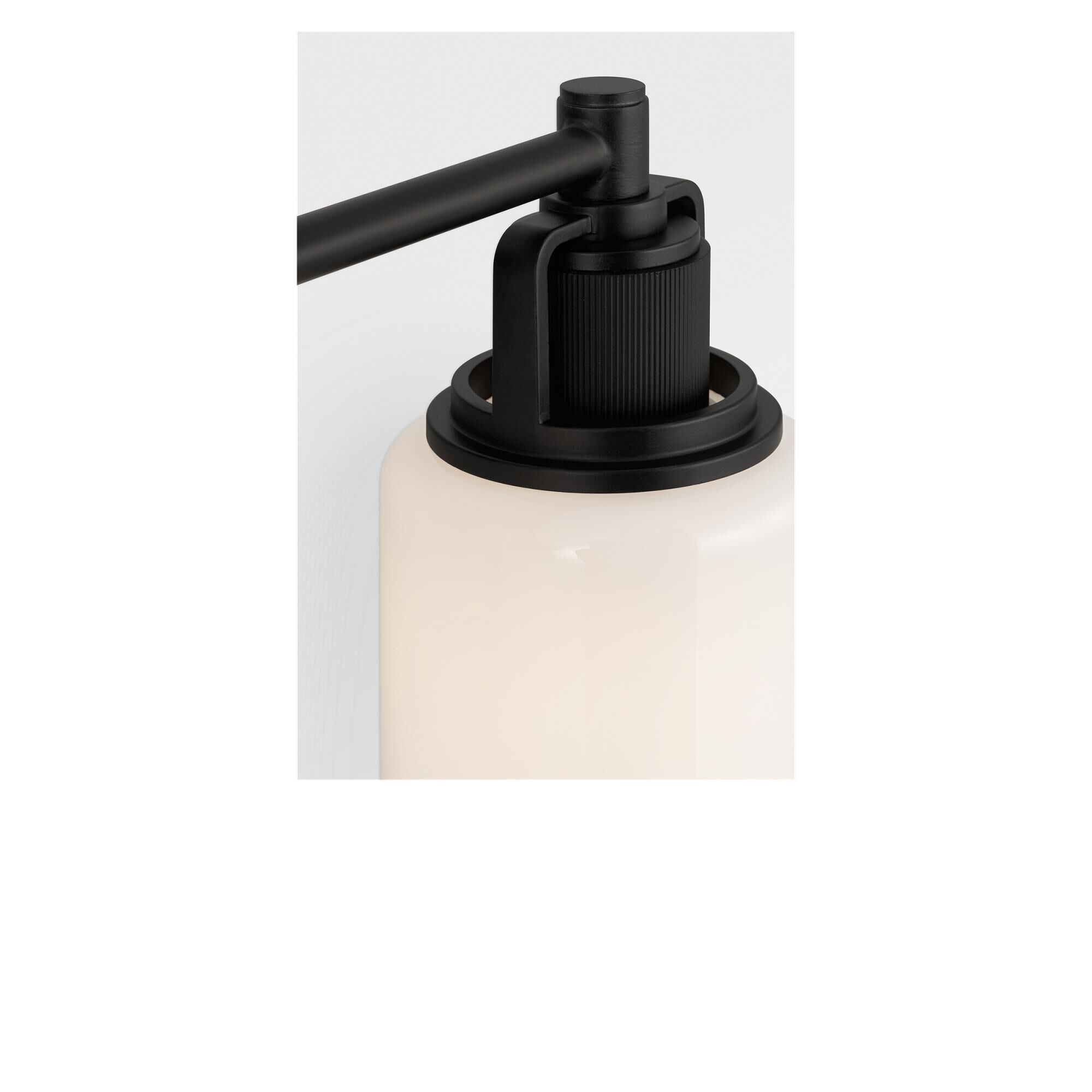 Shown in Aged Iron finish and Milk glass