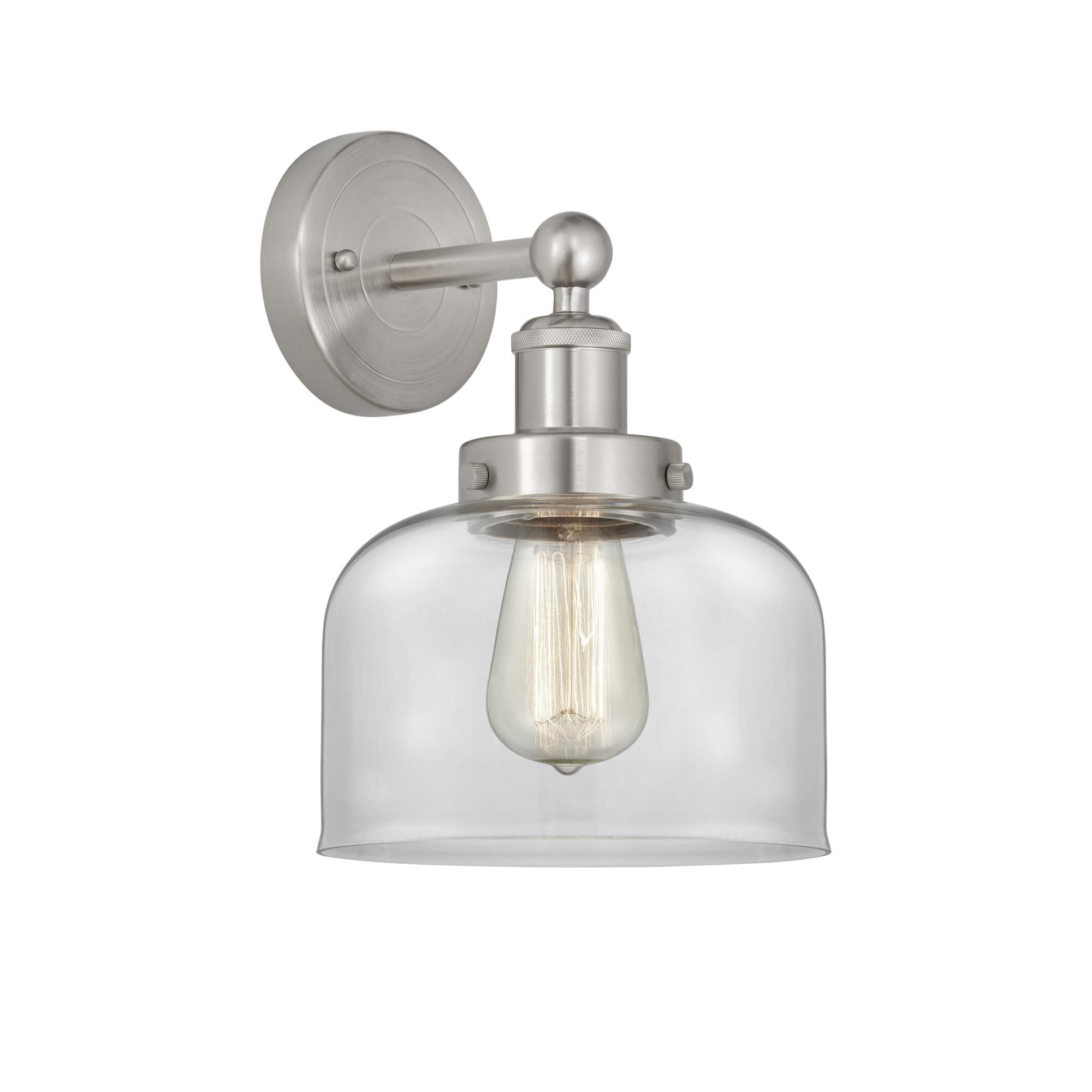 Shown in Brushed Satin Nickel, Clear finish and Clear glass and Clear Glass shade