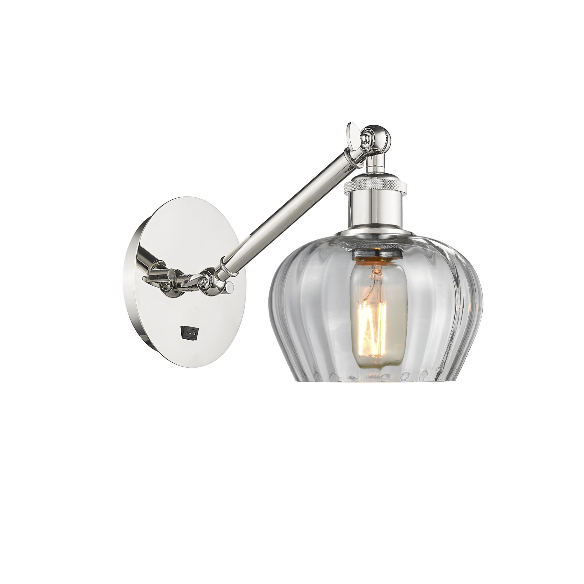 Shown in Polished Nickel finish and Clear Fenton glass