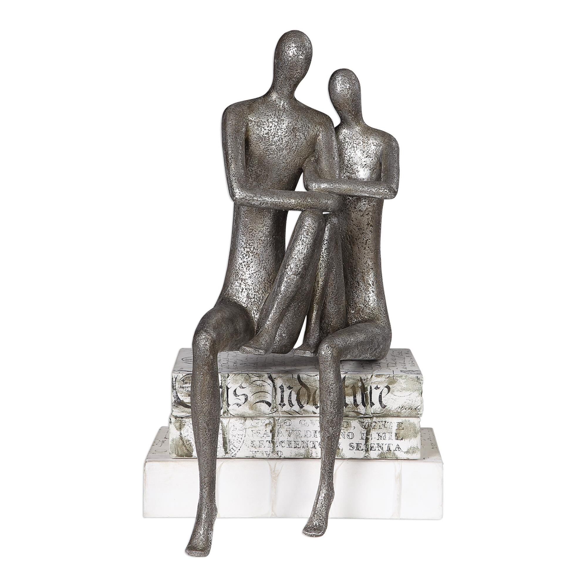 Shown in Porous Textured Figurine Finished In A Lightly Antique Nickel Finish. finish