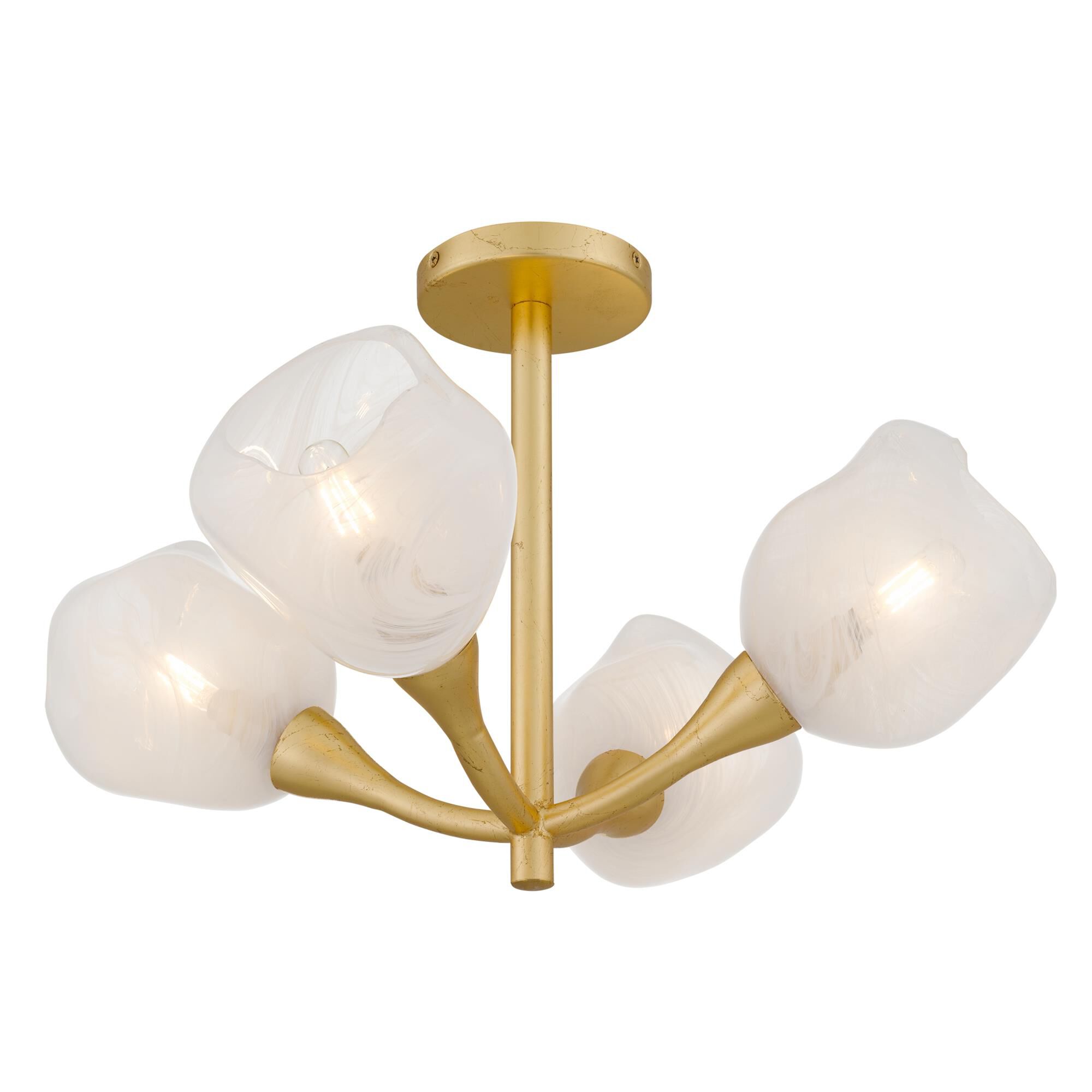 Shown in Gold Leaf finish and Clear Alabaster Glass shade