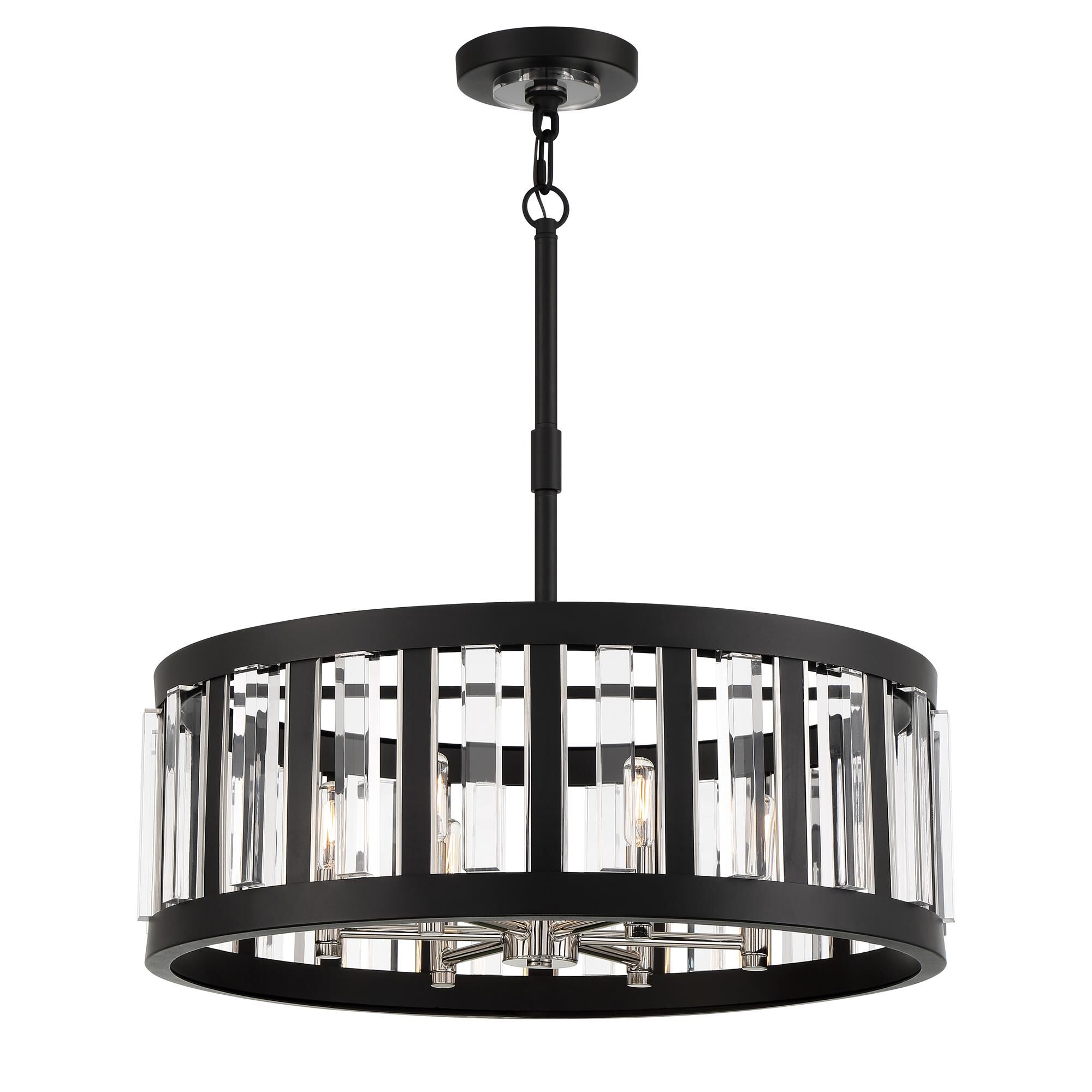 Shown in Coal and Polished Nickel finish and Clear Acrylic glass