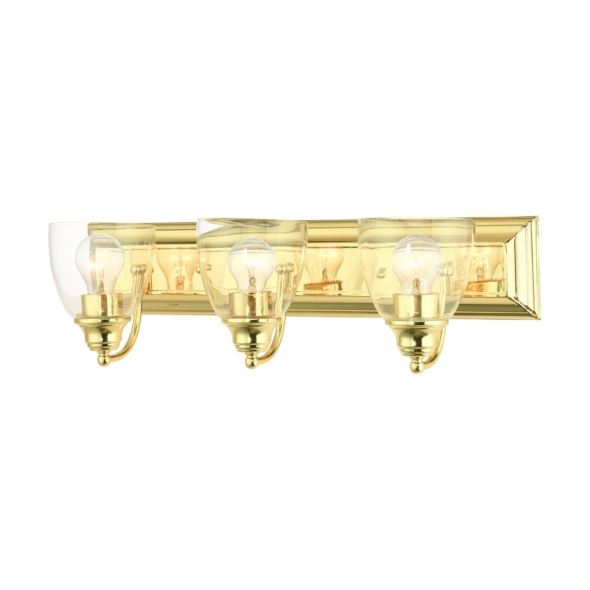 Shown in Polished Brass finish and Hand Blown Clear glass