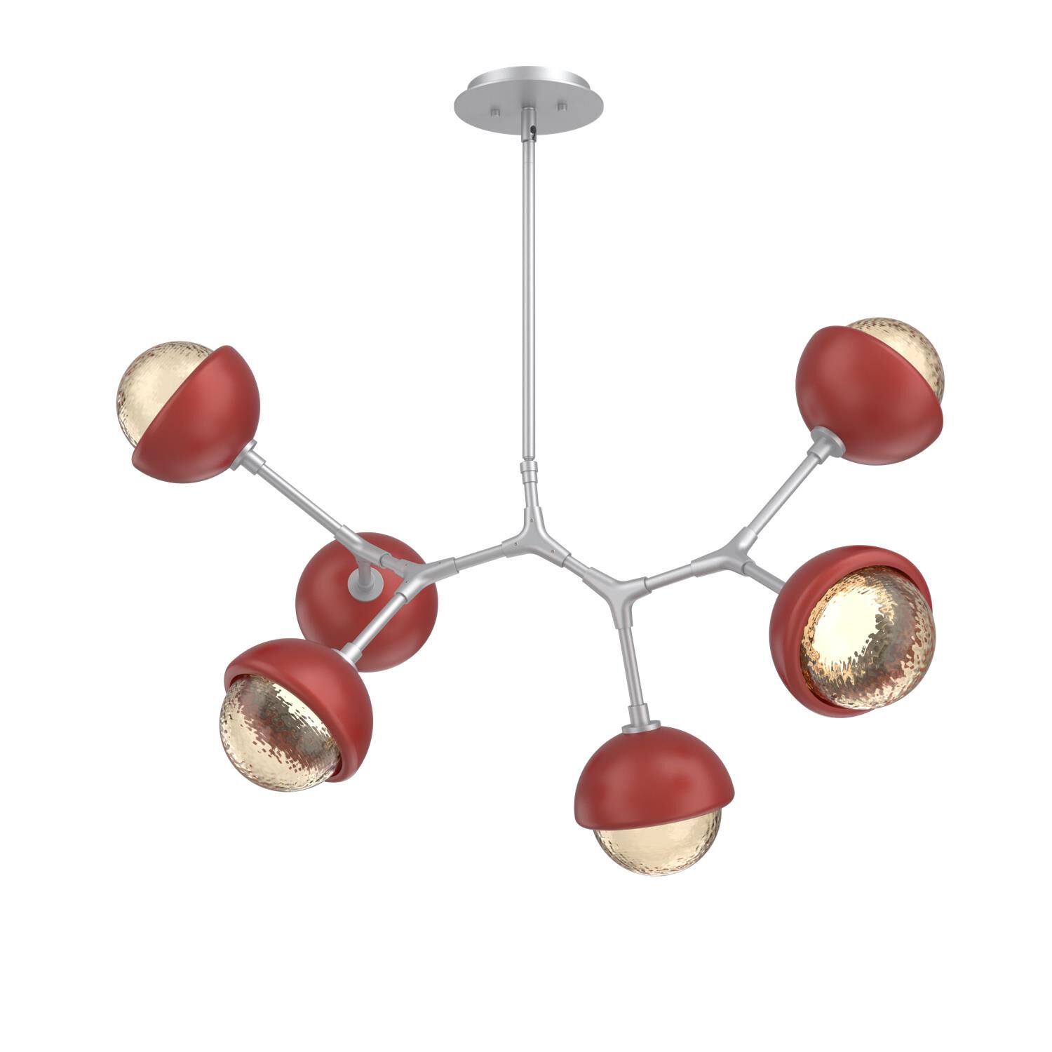 Shown in Classic Silver finish and Amber glass and Cinnamon Red accent