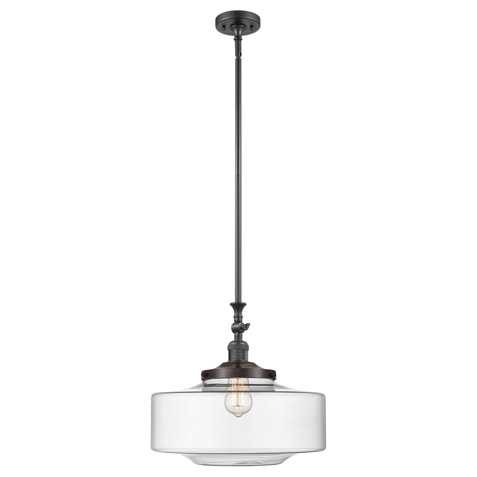 Shown in Oil Rubbed Bronze finish and Clear Large Bridgeton glass