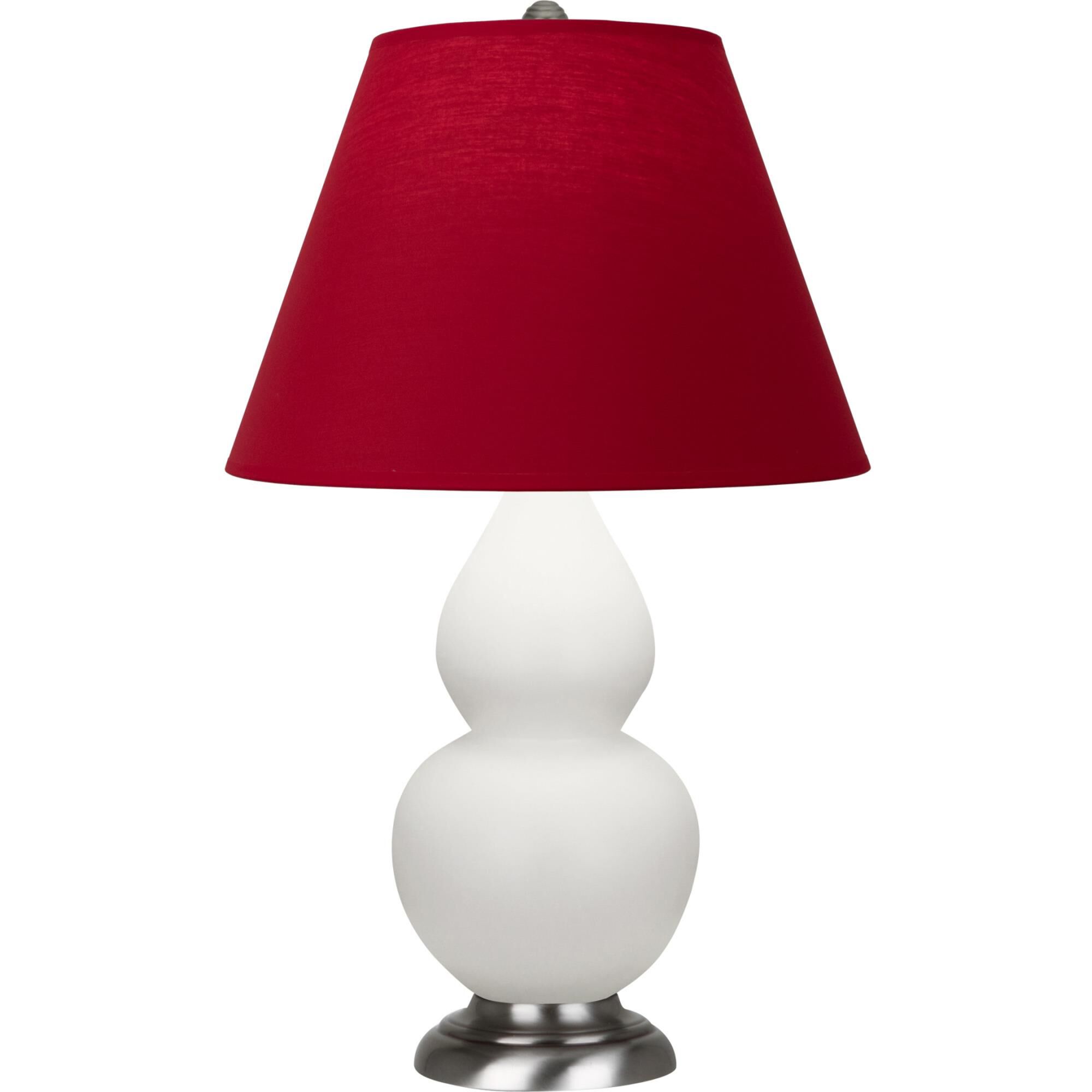 Shown in Matte Lily finish and Rose Red with Ink Black Lining Fabric shade and Antique Silver accent